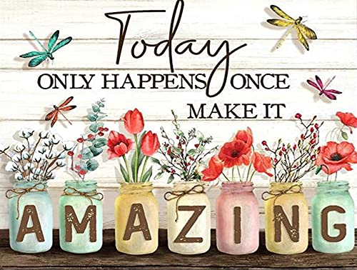 Vintage Retro Metal Tin Sign - 'Today Only Happens Once Make It Amazing' Wall Art Plaque - Rustic Home Decor for Living Room, Nursery, Bedroom - 8x12 Inch Aluminum Poster - Perfect for Man Cave, Coffee Shop & Farmhouse Style Decor