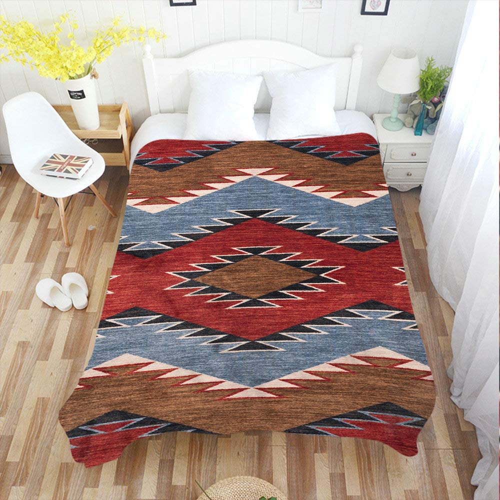 Southwest Native American Chevron Pattern Soft Cozy Throw Blanket - 50x60 Inch Fuzzy Polyester Blanket for Couch, Bed, Sofa - Perfect for Adults & Teens - Home Decor, Travel, Camping, Gift Idea