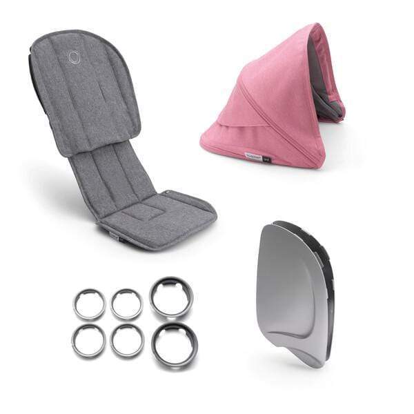 Bugaboo Ant Stroller Complete Set - Light Grey & Pink Melange for Urban Travel & Compact Storage | Perfect for City Parents & Traveling with Baby