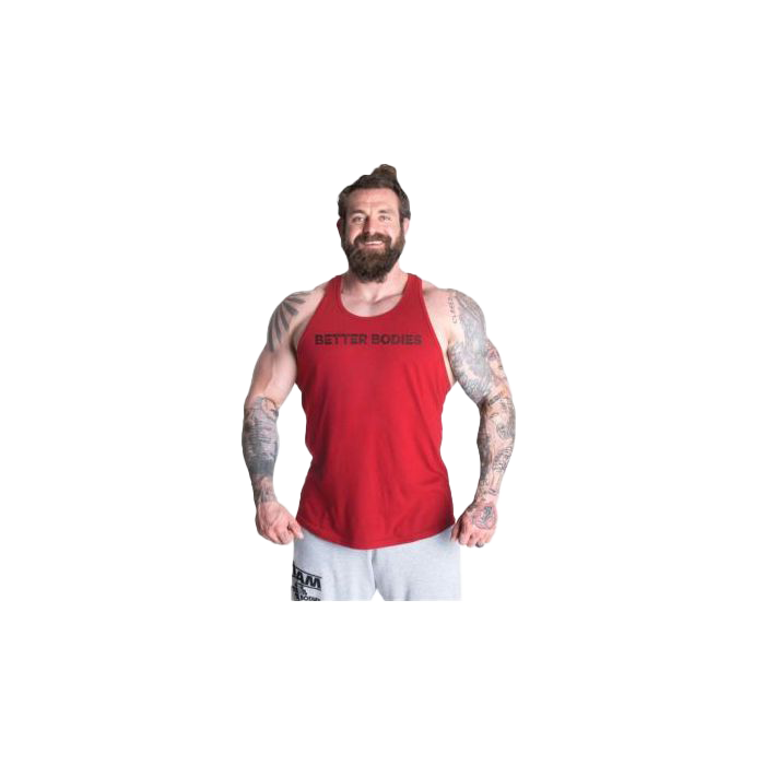 Better Bodies Logo Essential T-Back Workout Top in Chilli Red - Perfect for Yoga, Gym & Fitness Training