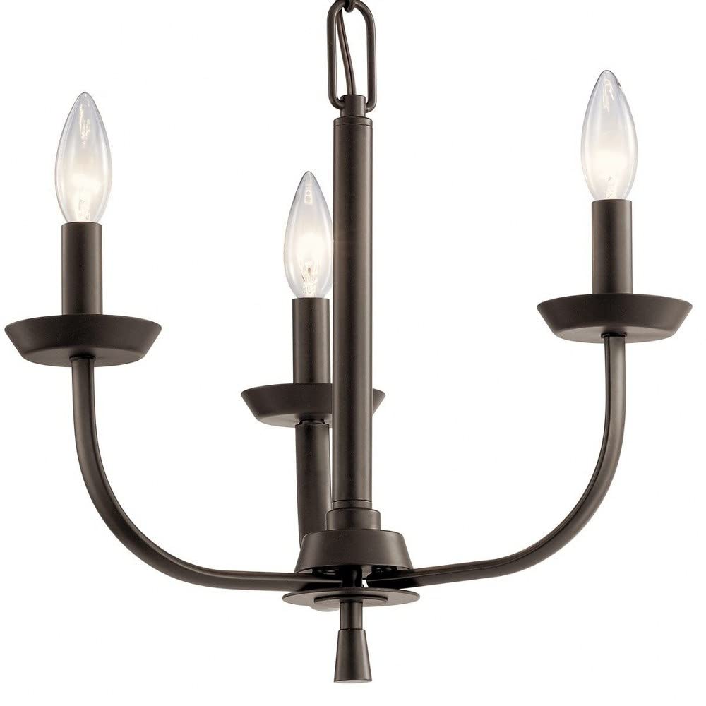 3-Light Traditional Mini Chandelier Fixture in Olde Bronze - Perfect for Dining Room, Bedroom, or Entryway Lighting