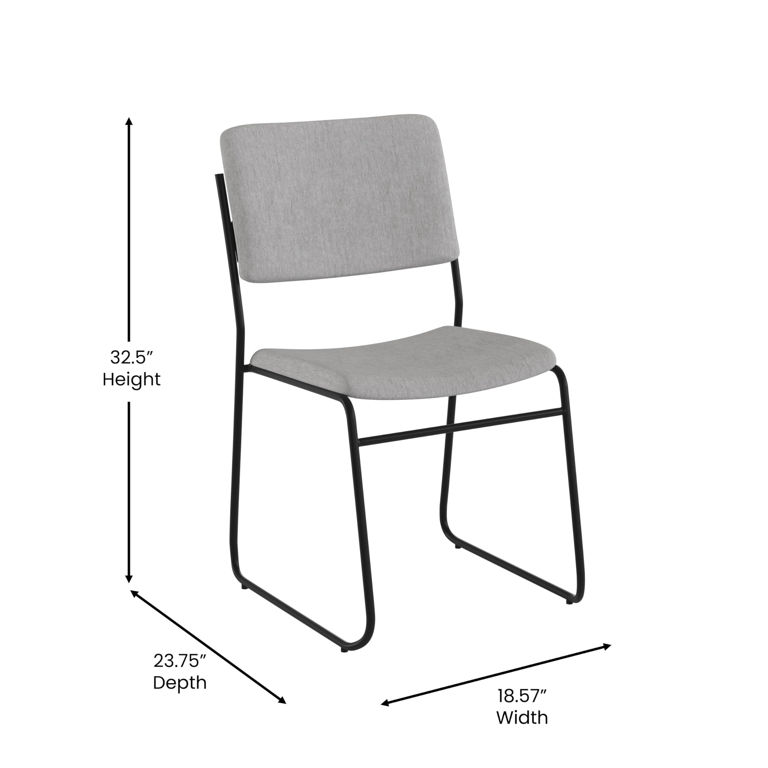 EMMA + OLIVER Egan Heavy Duty Stack Chair - Gray Full Back Ergonomic Office Chair with 880 lb Weight Capacity - Commercial Grade for Restaurants, Cafes, and Conference Rooms