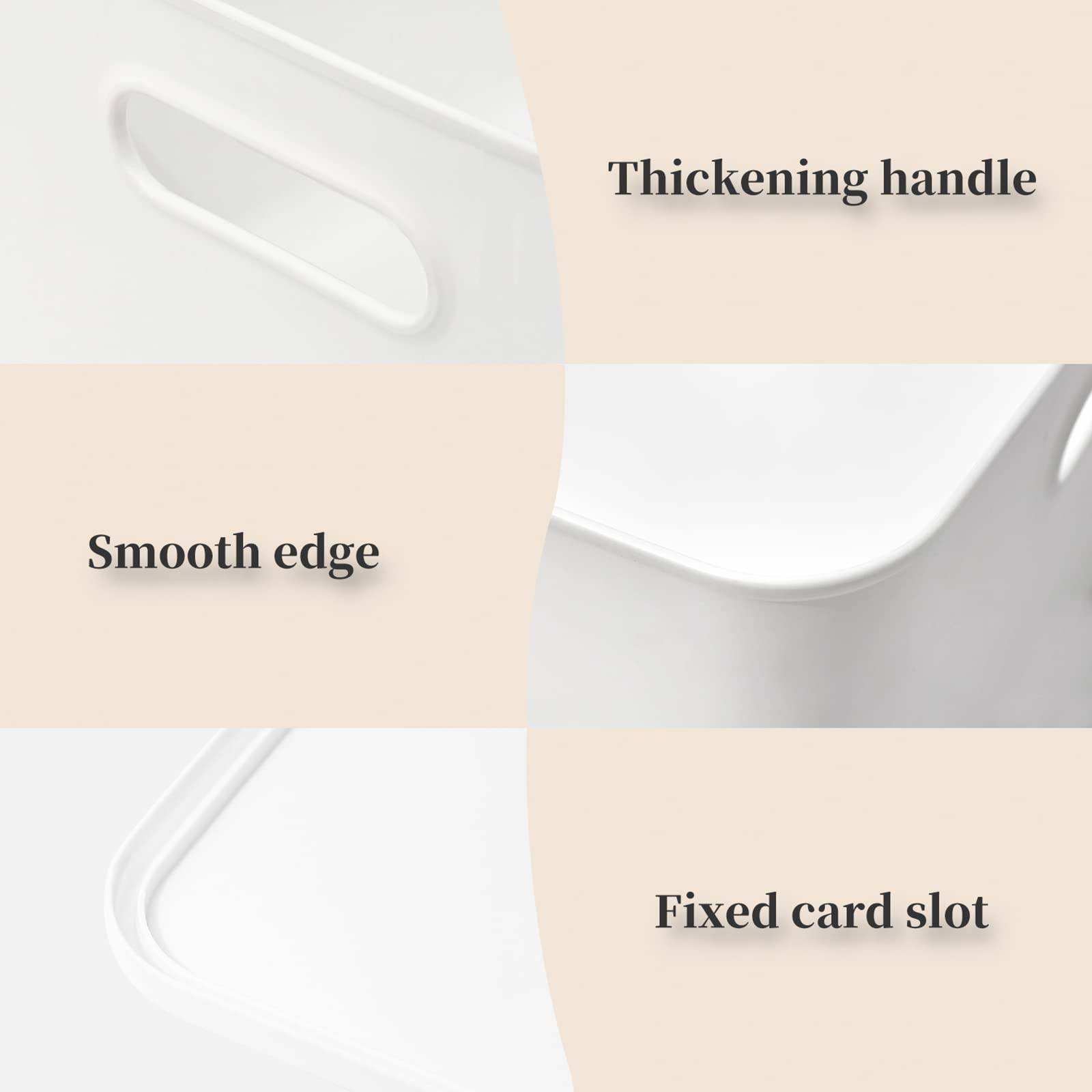 Plastic Storage Baskets with Lids - 4-Pack White Organizing Bins for Shelves, Drawers & Desktops | Perfect for Playroom, Classroom & Office Organization