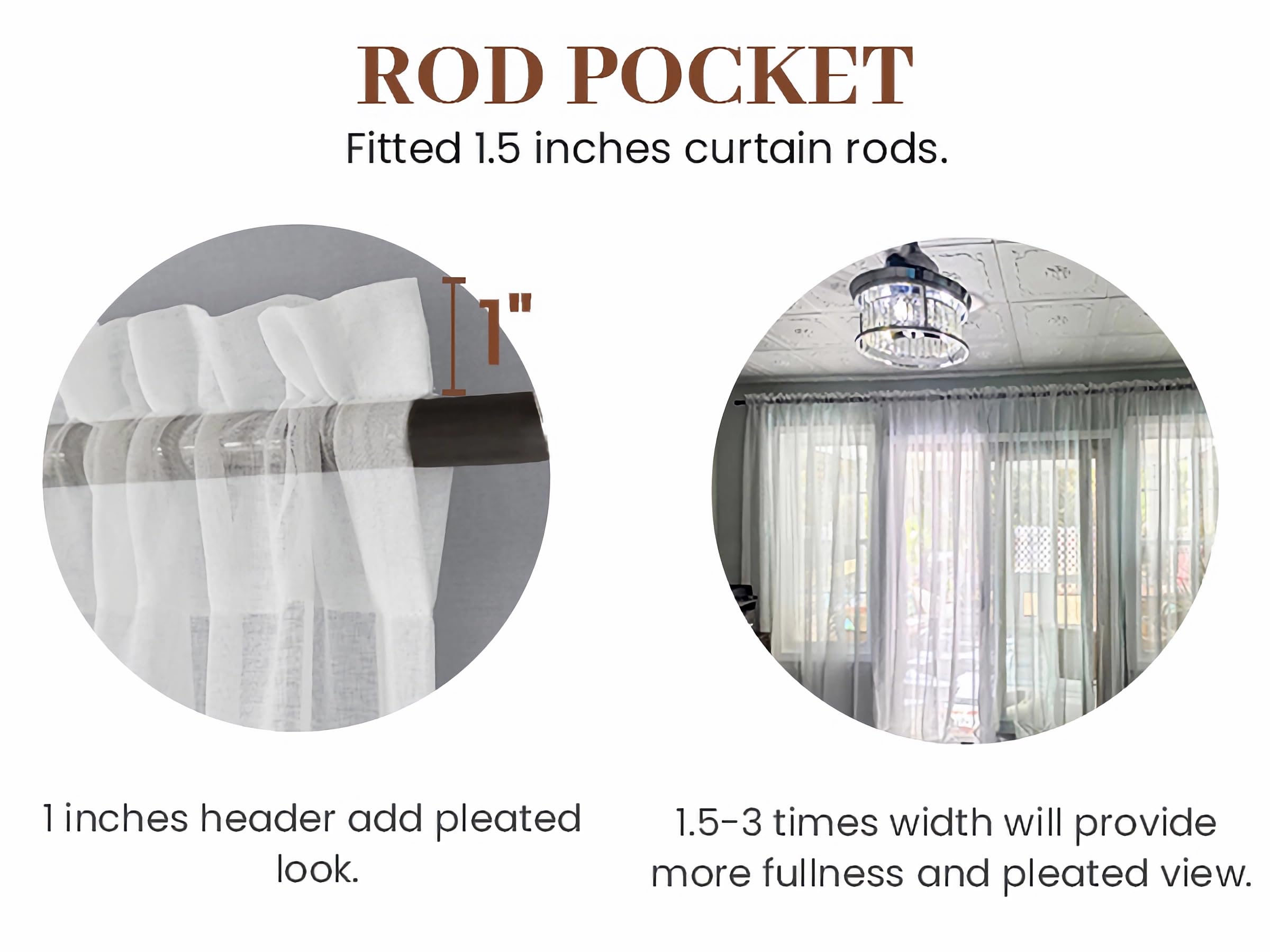 Dreaming Casa White Sheer Curtains - 2 Panels Rod Pocket Window Drapes 72x96 Inches for Living Room & Bedroom | Light Filtering Privacy Curtains