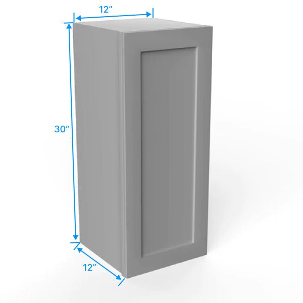 30 Inch Wall Cabinet - 12W x 30H x 12D Grey Shaker Style Kitchen Storage - Perfect for Bathroom, Laundry Room & Garage Organization
