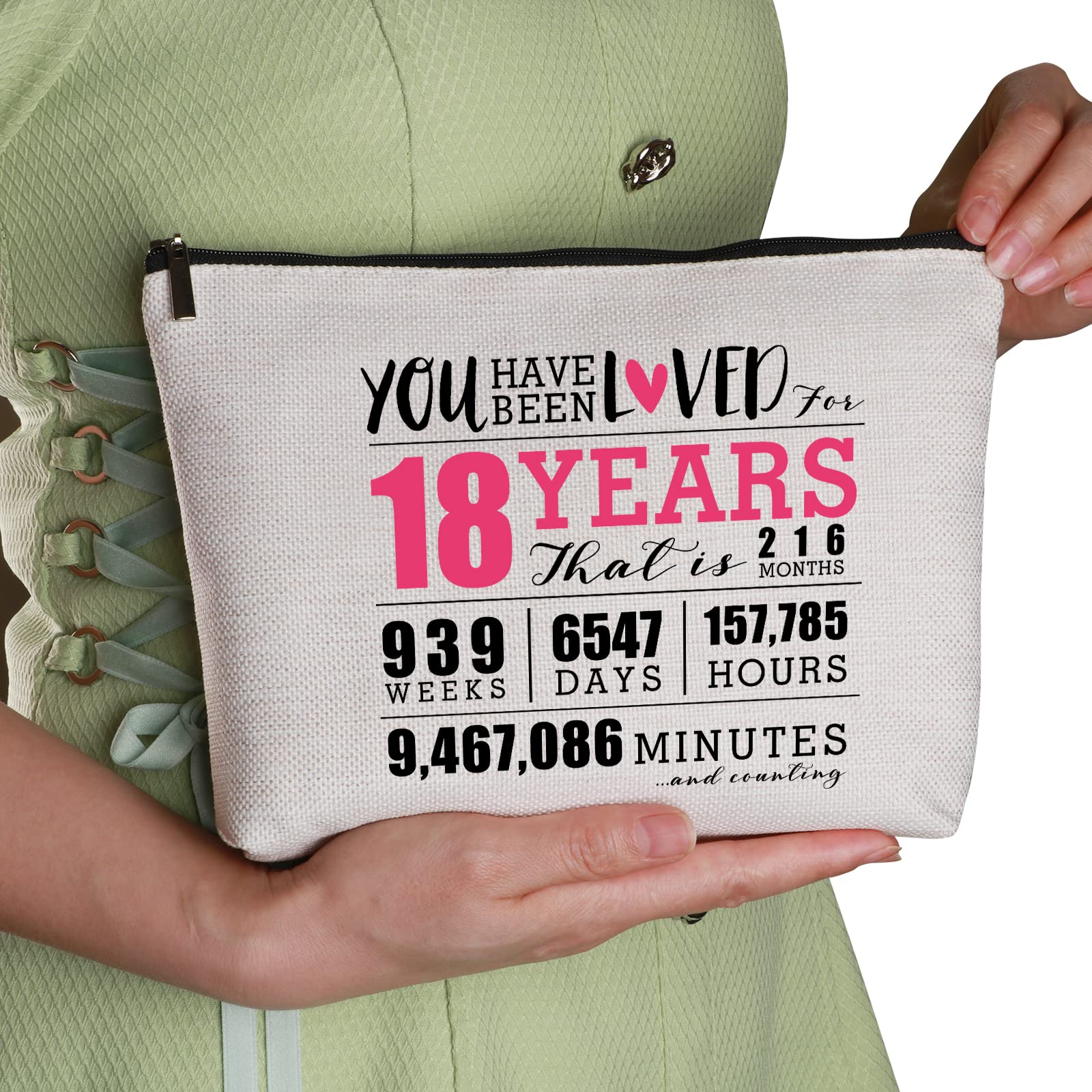 18th Birthday Gifts for Her - Travel Makeup Bag for Women | 18 Years Old Birthday Gift Ideas for Sister, Bestie, Daughter, Niece & Granddaughter | Perfect for Travel, Vacation & Daily Makeup Organization