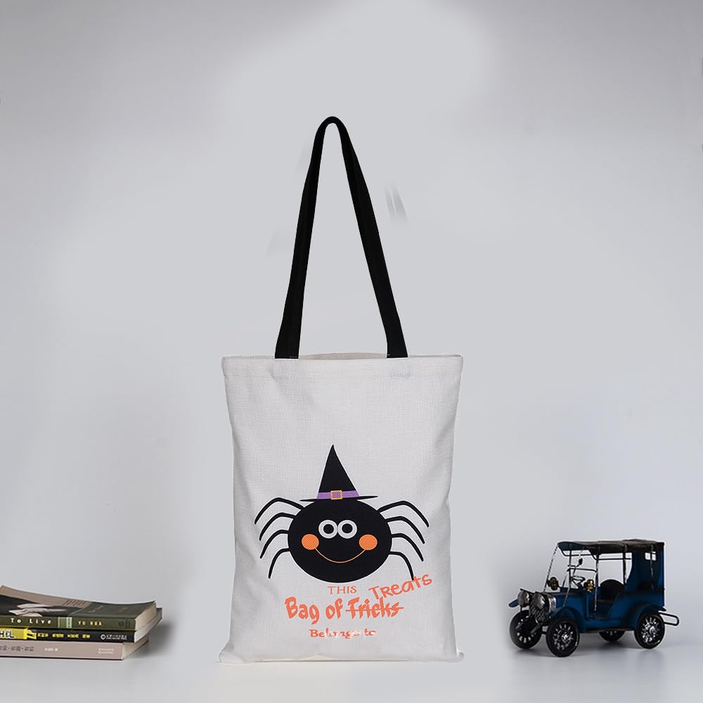 2PCS 17” Large Halloween Tote Bags - Reusable Trick or Treat Bags for Kids & Adults - Durable Canvas Grocery Shopping Bags for Halloween Parties, Candy Collection & Seasonal Decorations