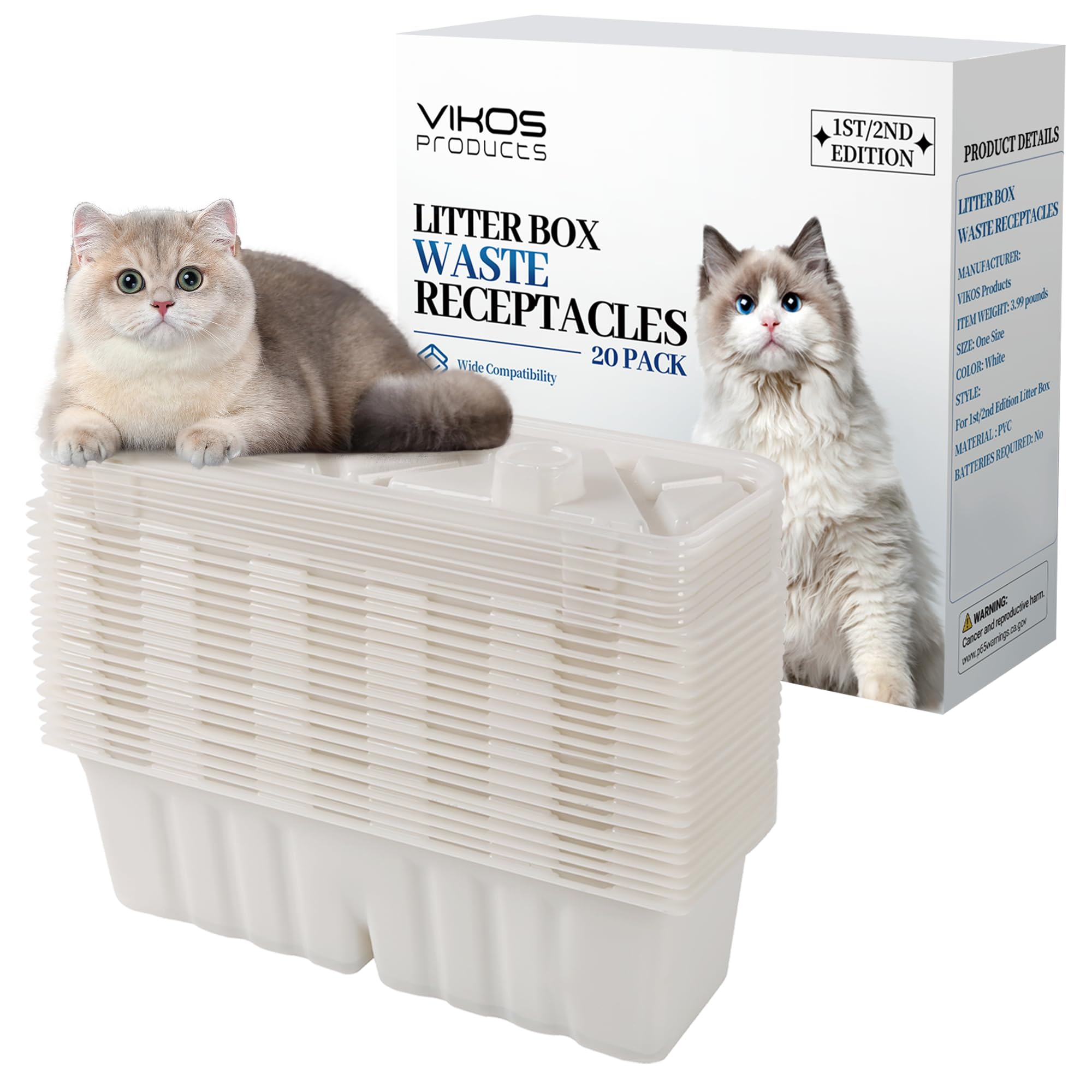 (20 Pack) Littermaid 1st & 2nd Edition Automatic Cat Litter Box Waste Receptacles - Compatible Storage Containers for Easy Waste Disposal | Perfect for Multi-Cat Homes & Hassle-Free Cleaning
