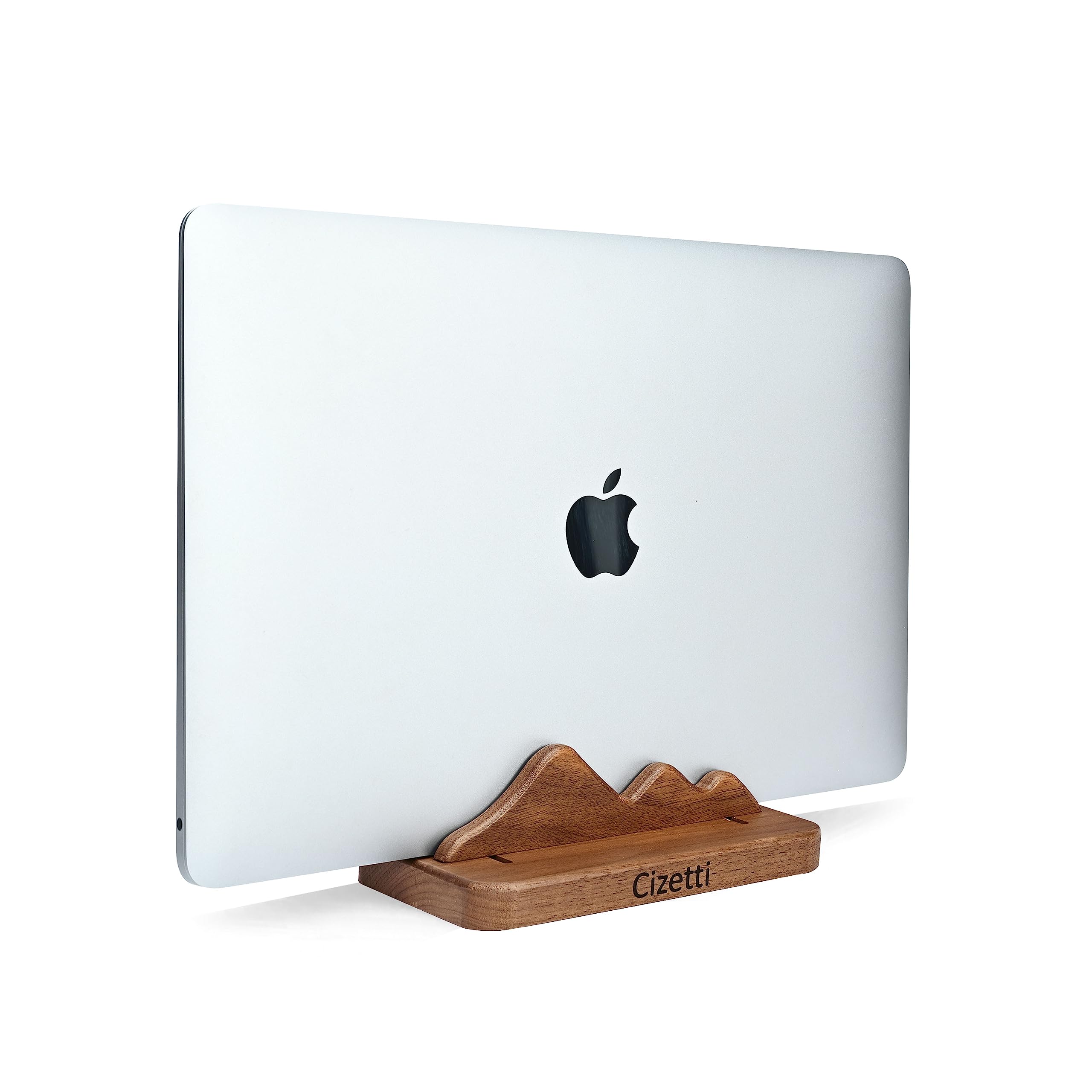 Vertical Wooden Laptop Stand Holder - Adjustable Desk/Under Desk Organizer for MacBook Pro & All Laptops - Black Walnut Wood Dock | Perfect for Home Office, Workspace & Minimalist Setup