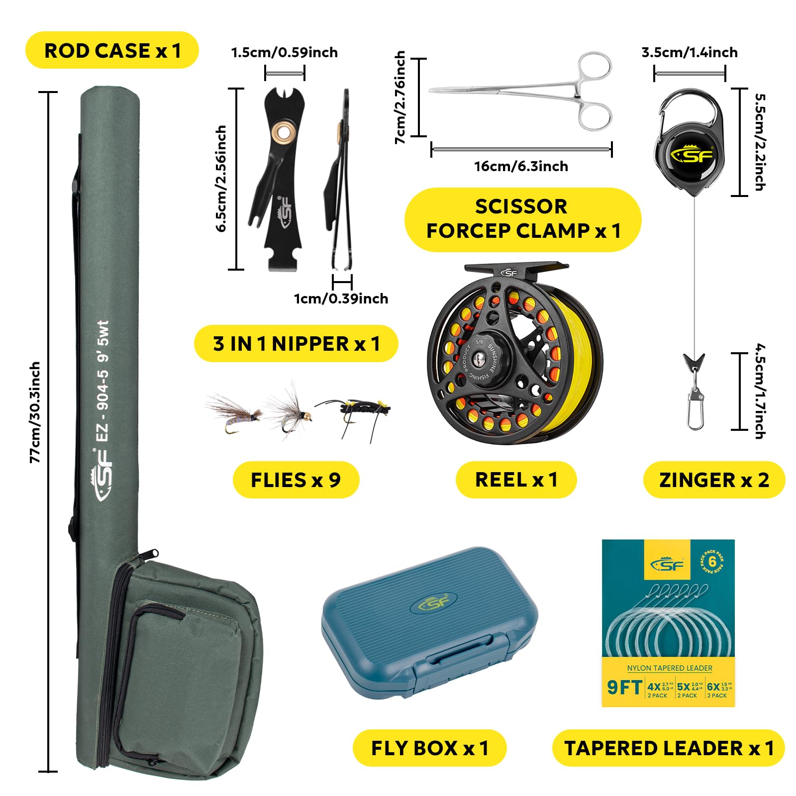 Premium SF Fly Fishing Rod Combo Starter Kit - 24T Carbon Fiber Travel Rod with Reel, Case, Fly Box, Flies & Tools for Trout Fishing | Ideal for Beginners & Travel Enthusiasts | Perfect for Mountain Streams & Freshwater Fishing Adventures