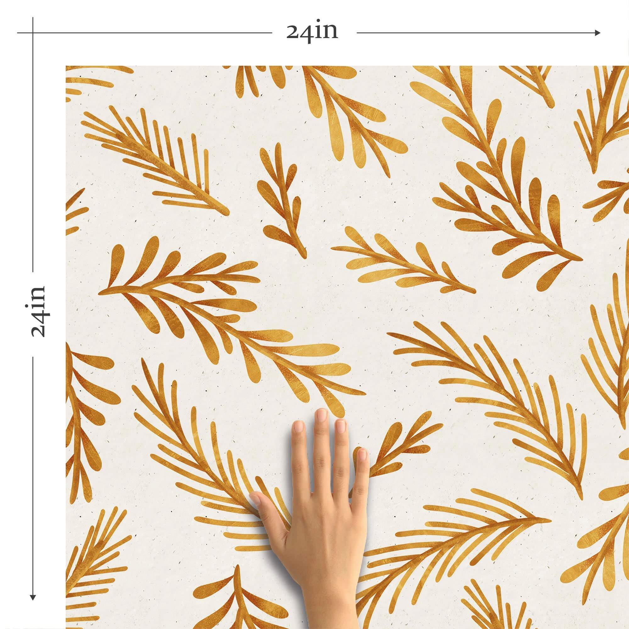 Mustard Botanical Floral Peel and Stick Removable Wallpaper 8101 - Self-Adhesive Wall Decor for Bedroom, Living Room & Nursery