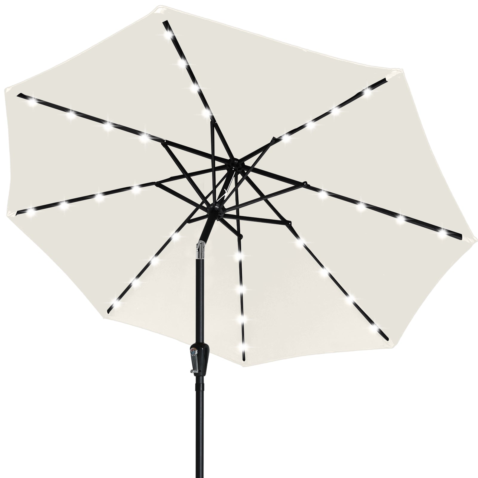 ABCCANOPY Solar Powered Outdoor Patio Umbrella with 32 LED Lights - 8 Ribs Waterproof Sunshade for Garden, Poolside, Backyard & Deck - Perfect for Summer Nights & Outdoor Entertaining