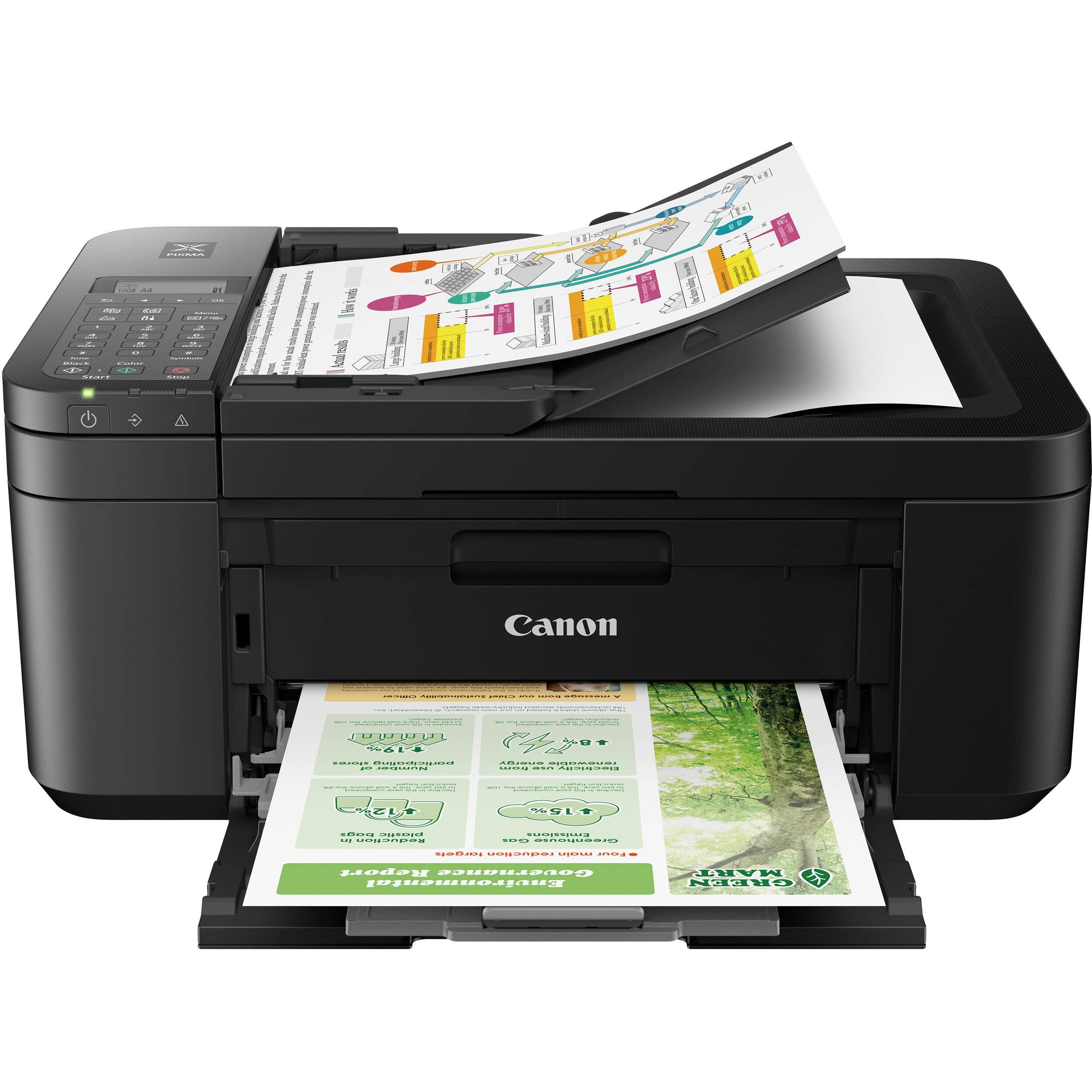 Canon PIXMA TR4720 Wireless All-in-One Inkjet Printer - Print, Copy, Scan, Fax | 4800 x 1200 dpi Resolution | Auto Duplex Printing | 20-Sheet ADF | 2-Line LCD Display | Black | Perfect for Home Office & Small Business Document Printing