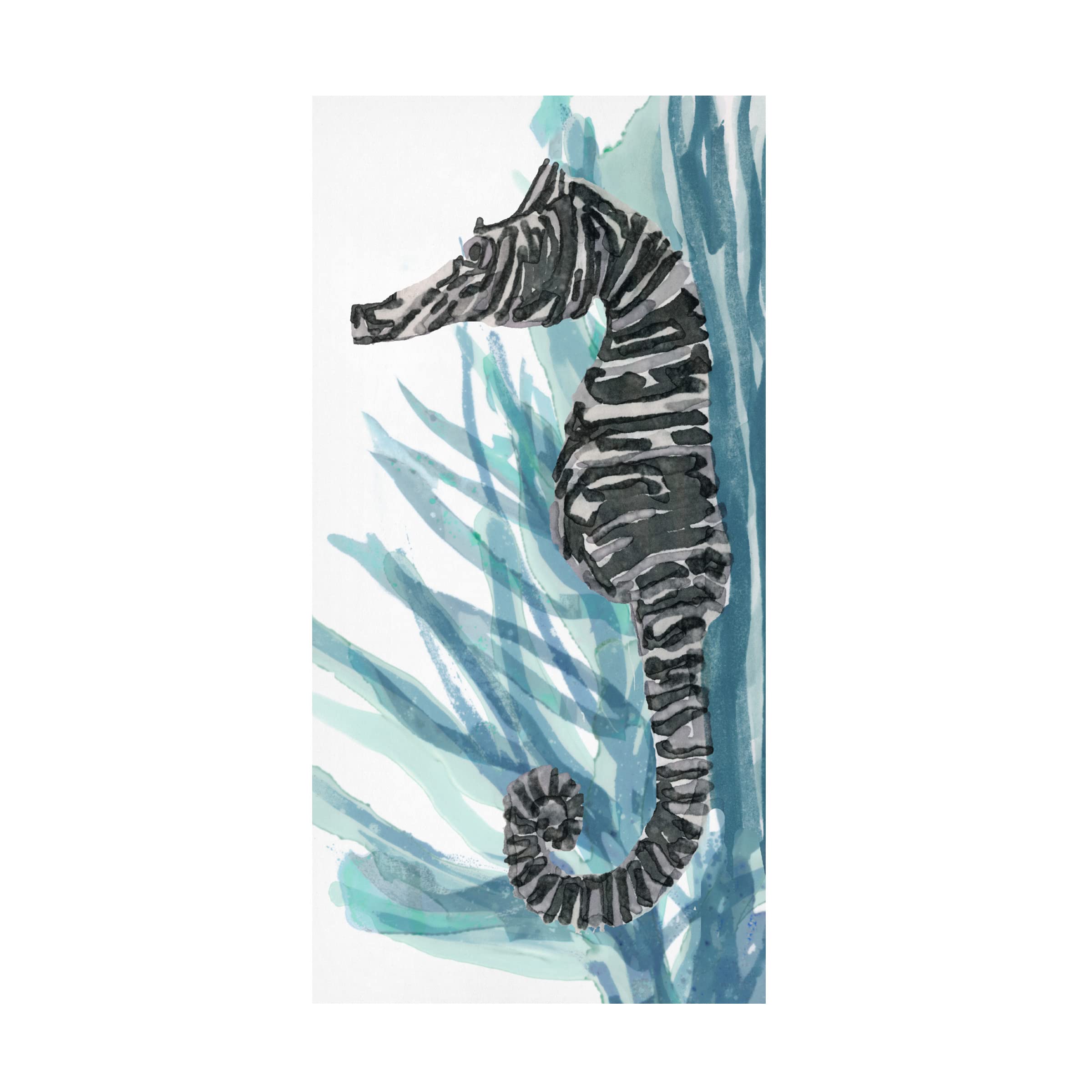 Stellar Design Studio 'Zebra Seahorse II' Canvas Wall Art Print - Modern Ocean Animal Decor for Living Room, Bedroom & Office