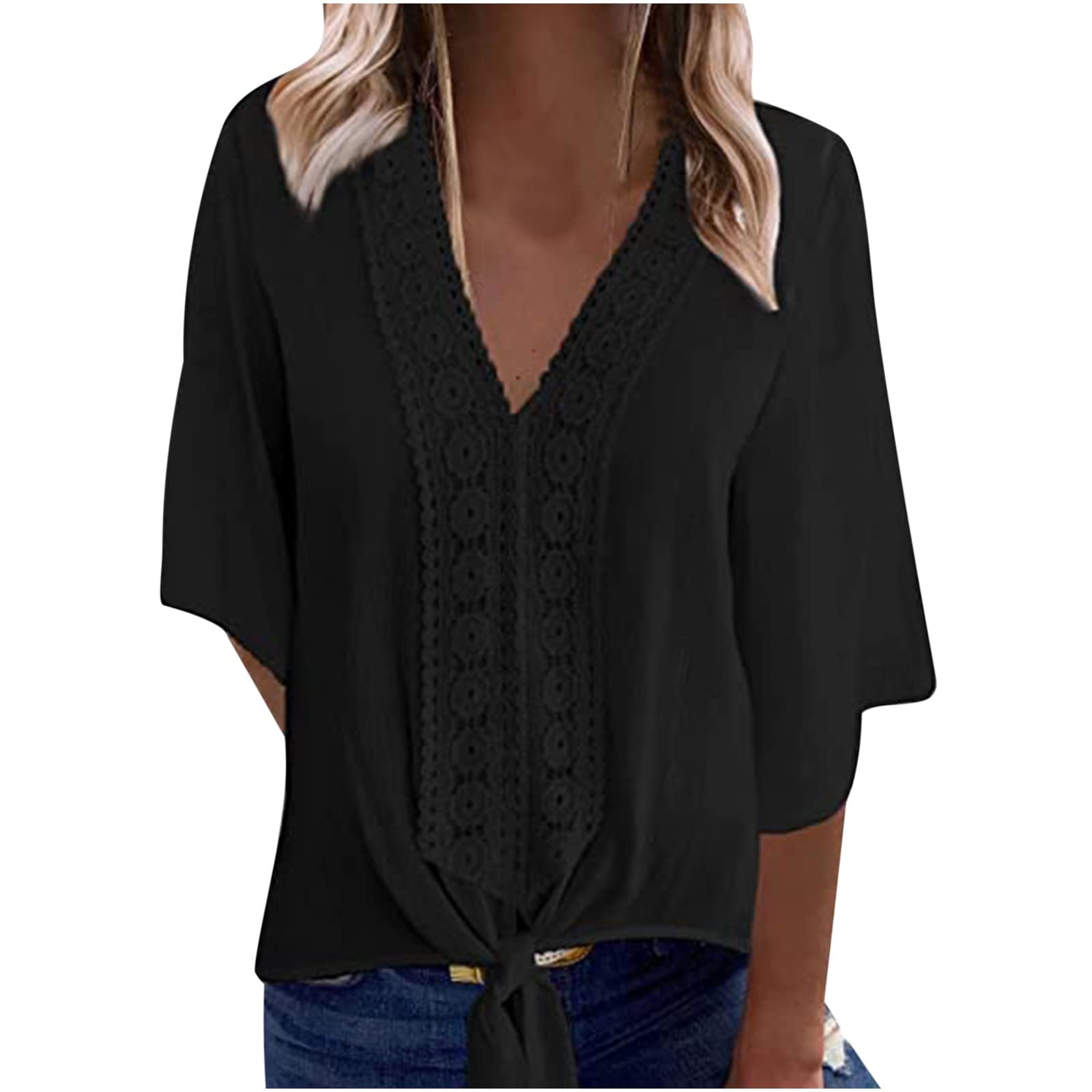 Godbay Women's Business Casual 3/4 Sleeve Roll Neck Tank Tops - Office Wear & Summer Work Blouses for Professional Women