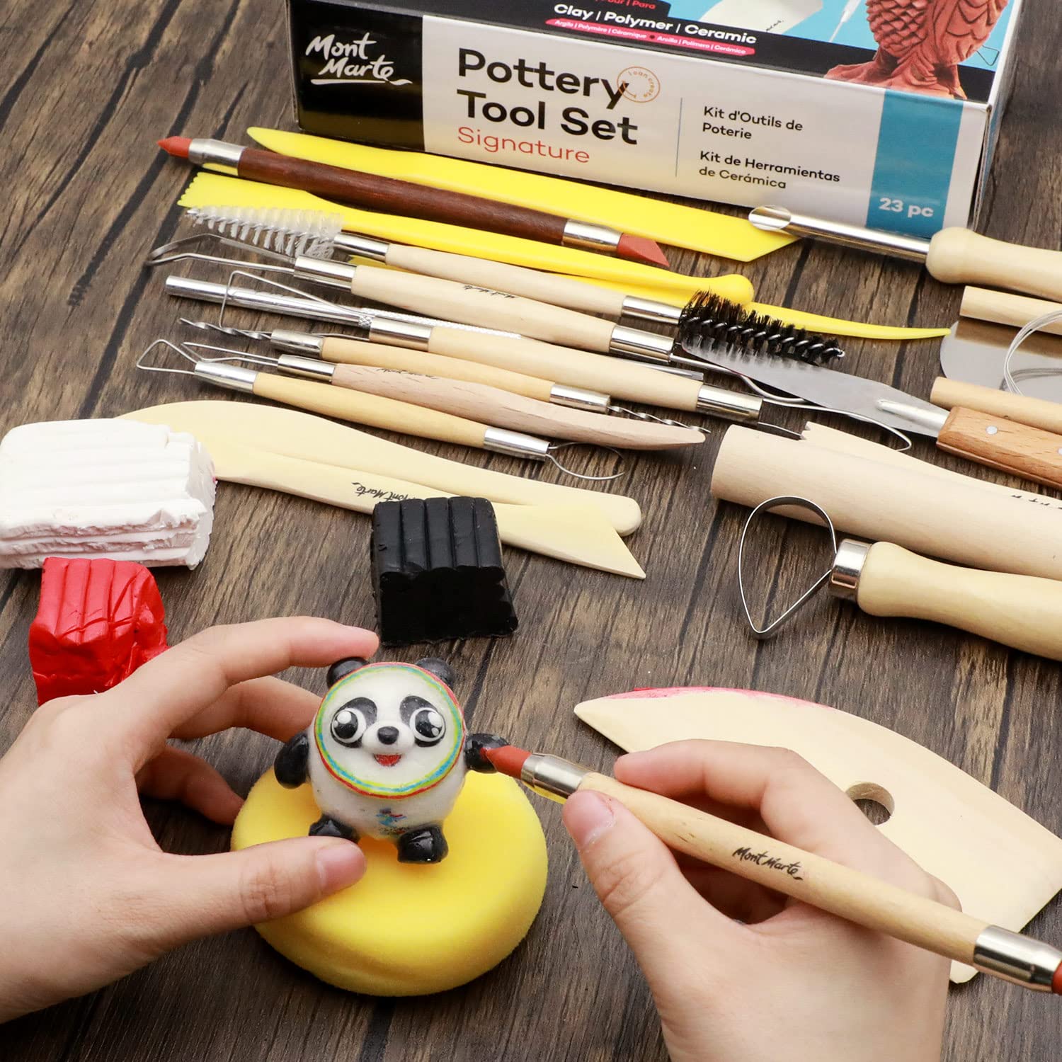 Mont Marte 23-Piece Pottery Tool Set for Clay, Polymer & Ceramic Sculpting - Professional Ceramic Tools Kit for Pottery Making, Sculpting & Art Projects
