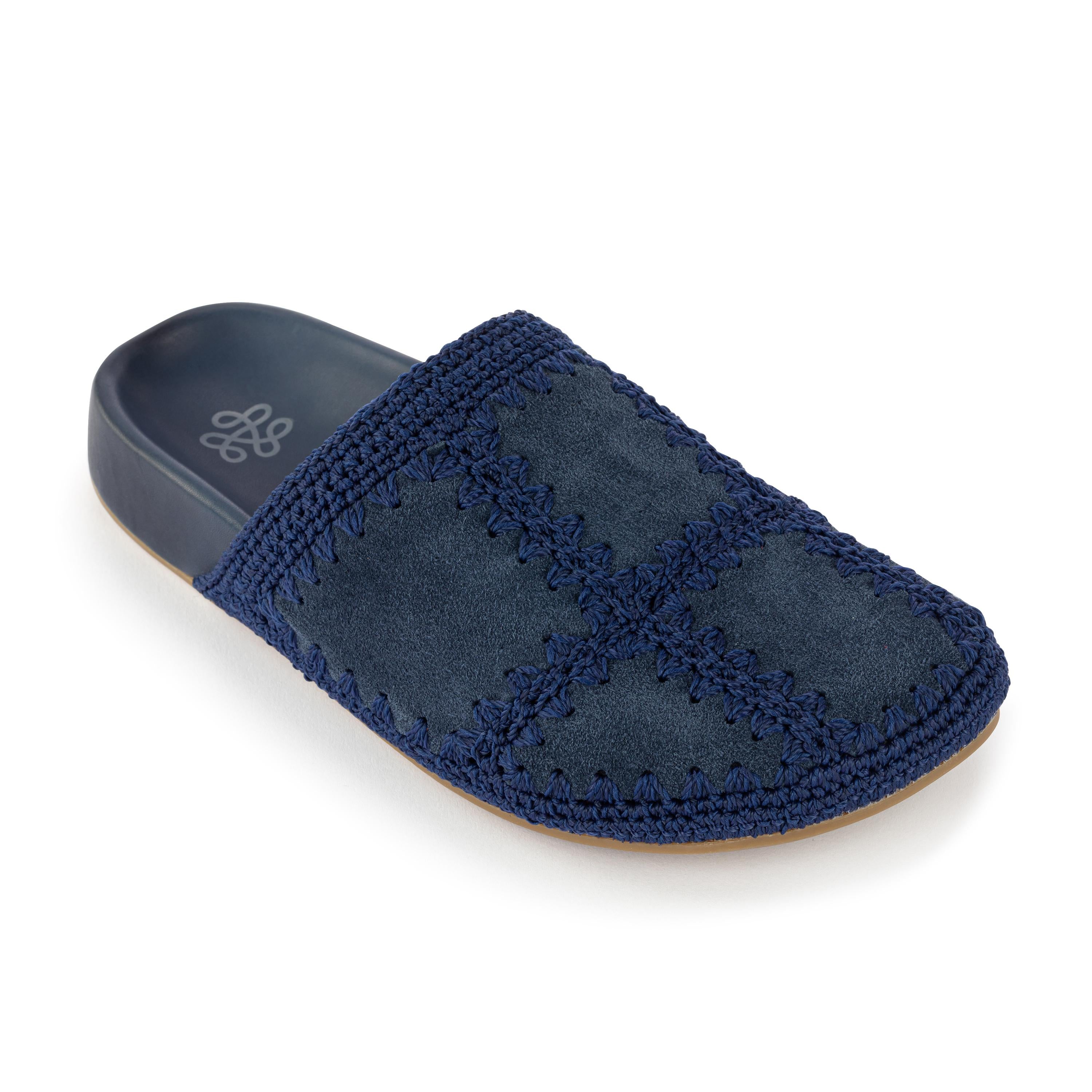 Bolinas Clog - Genuine Leather Shoes with Indigo Suede Patch - Comfortable & Stylish for Casual Wear, Beach, and Outdoor Activities
