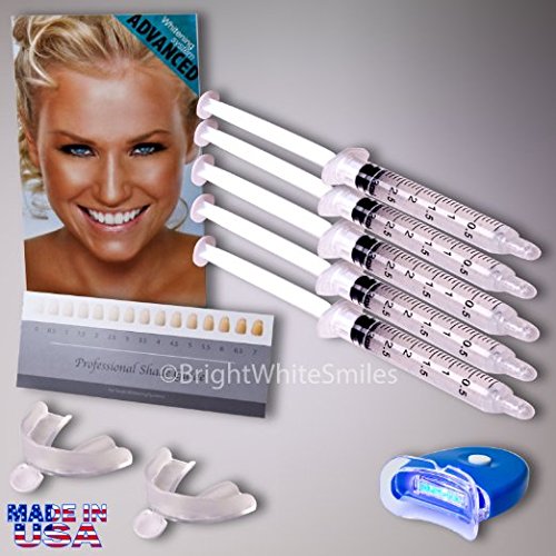 Professional 44% Carbamide Peroxide Teeth Whitening Kit with LED Light & Custom Trays - Effective Whitening Gel for Brighter Smile at Home or Travel
