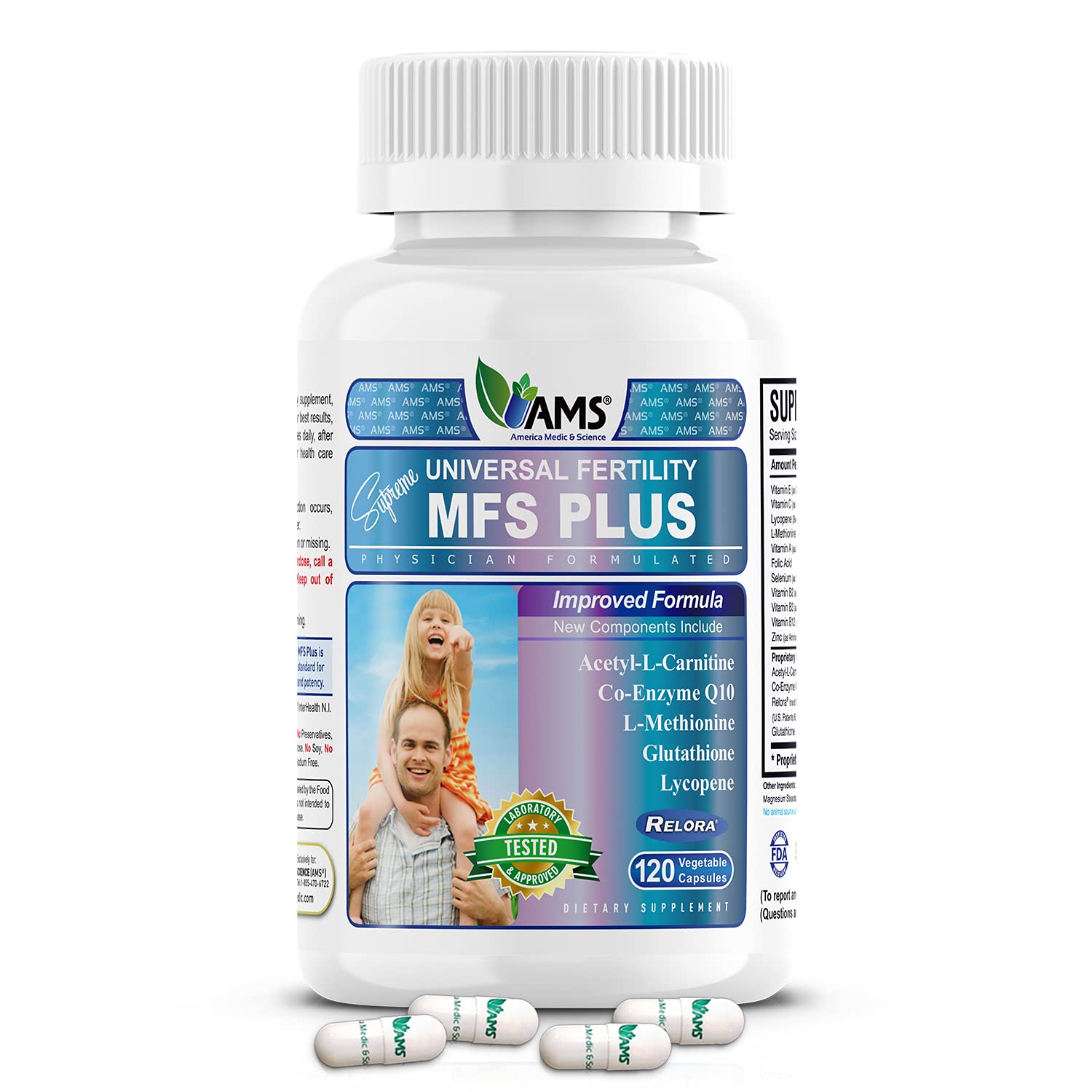 America Medic & Science MFS Plus Fertility Supplements for Men (120 Capsules) - Sperm Count Booster & Motility Support | Natural Preconception Vitamins with Zinc & CoQ10 | Reproductive Aid for Trying to Conceive & Male Fertility Enhancement