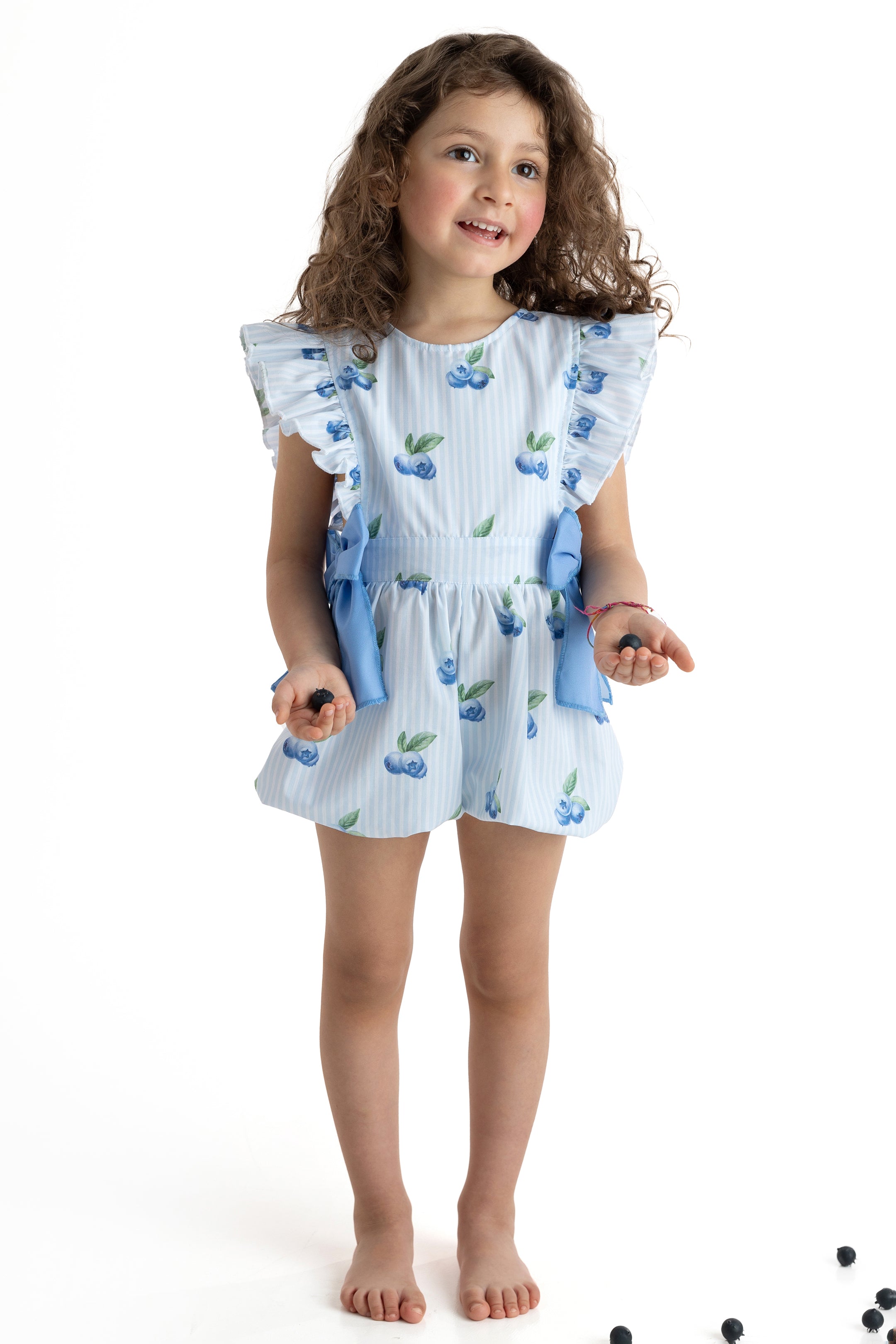 Blueberries Cotton Playsuit for Baby Girls - Soft & Comfortable Romper for Playtime, Outings & Photo Shoots