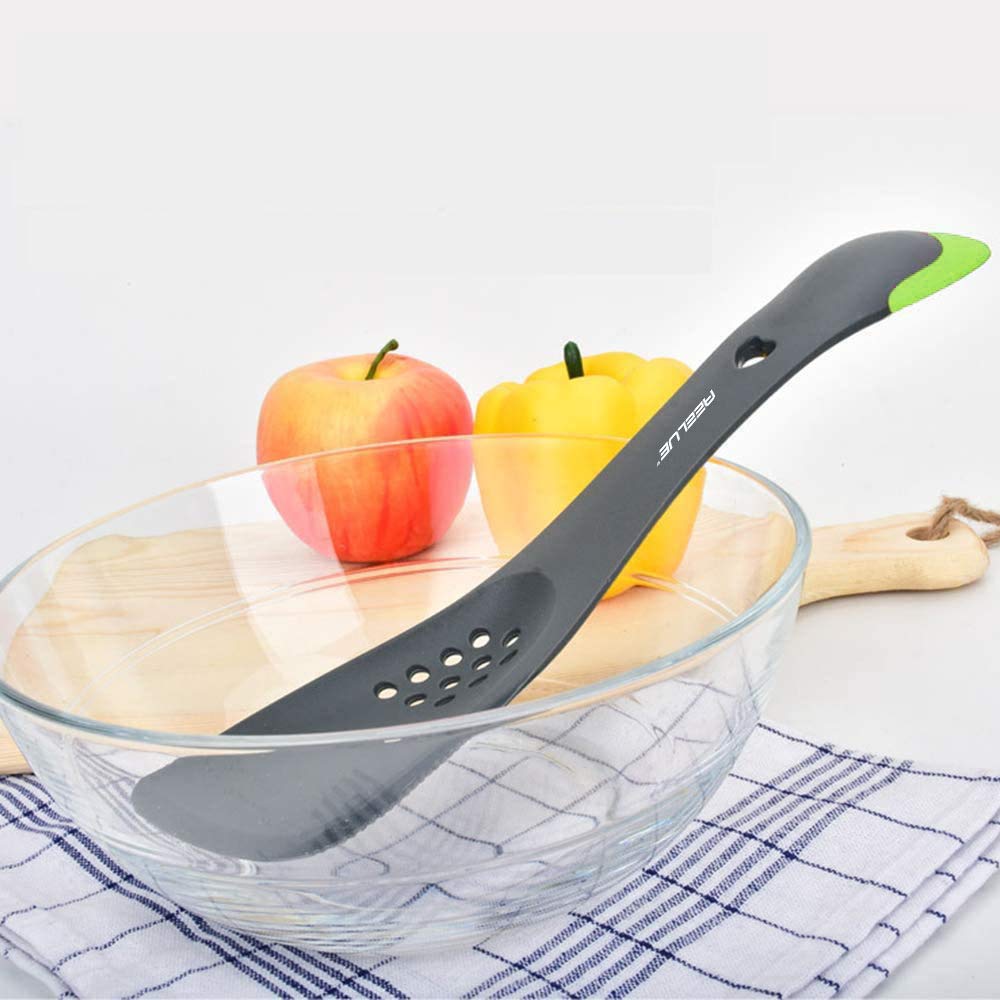 5-in-1 Multifunctional Kitchen Utensil Set - Nonstick Turner, Cutter, Colander, Soup Spoon & Spatula (Green) - Perfect for Cooking, Baking, Serving & Food Prep