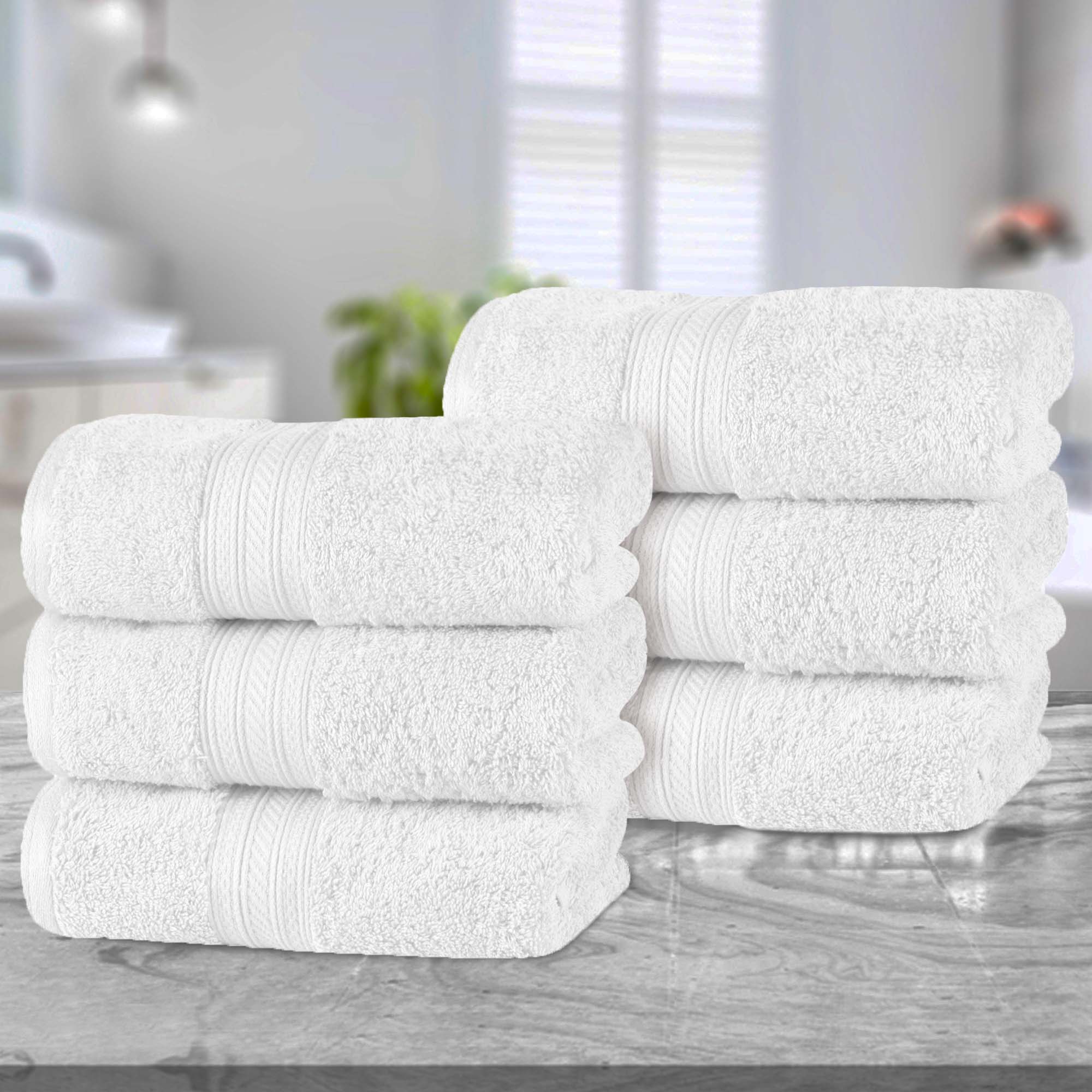 Premium Atlas Cotton Plush Absorbent Heavyweight Luxury Hand Towels - Set of 6 Soft Bathroom Towels for Spa, Guest Bathroom, and Upscale Hotel Use