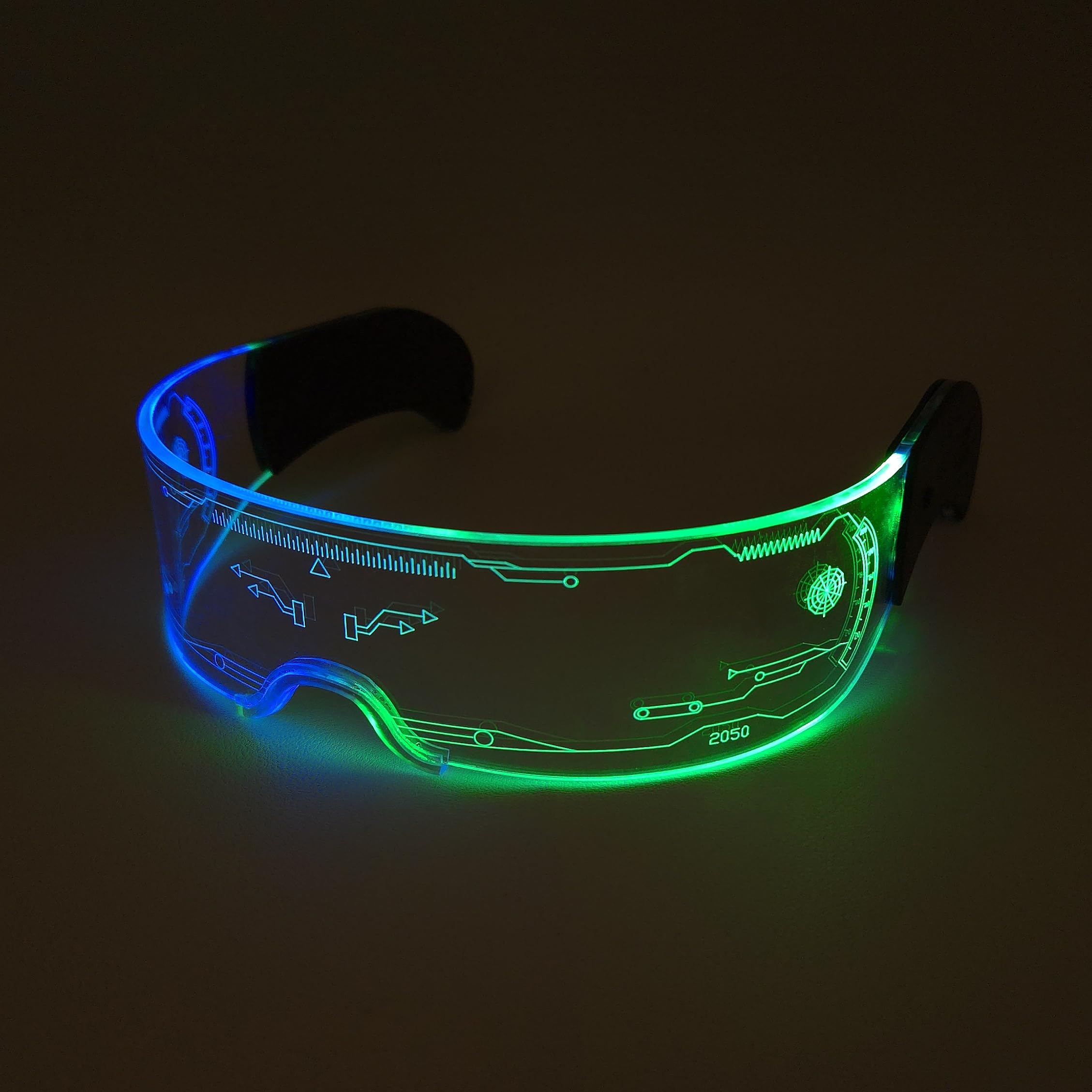 Futuristic LED Glasses with Bilateral 7 Colors & 4 Modes - Cyberpunk Neon Sunglasses for Rave Parties, EDM Festivals, Cosplay, Halloween Costumes & Night Events - Cool Glow Accessories for DJs, Dancers and Party Lovers