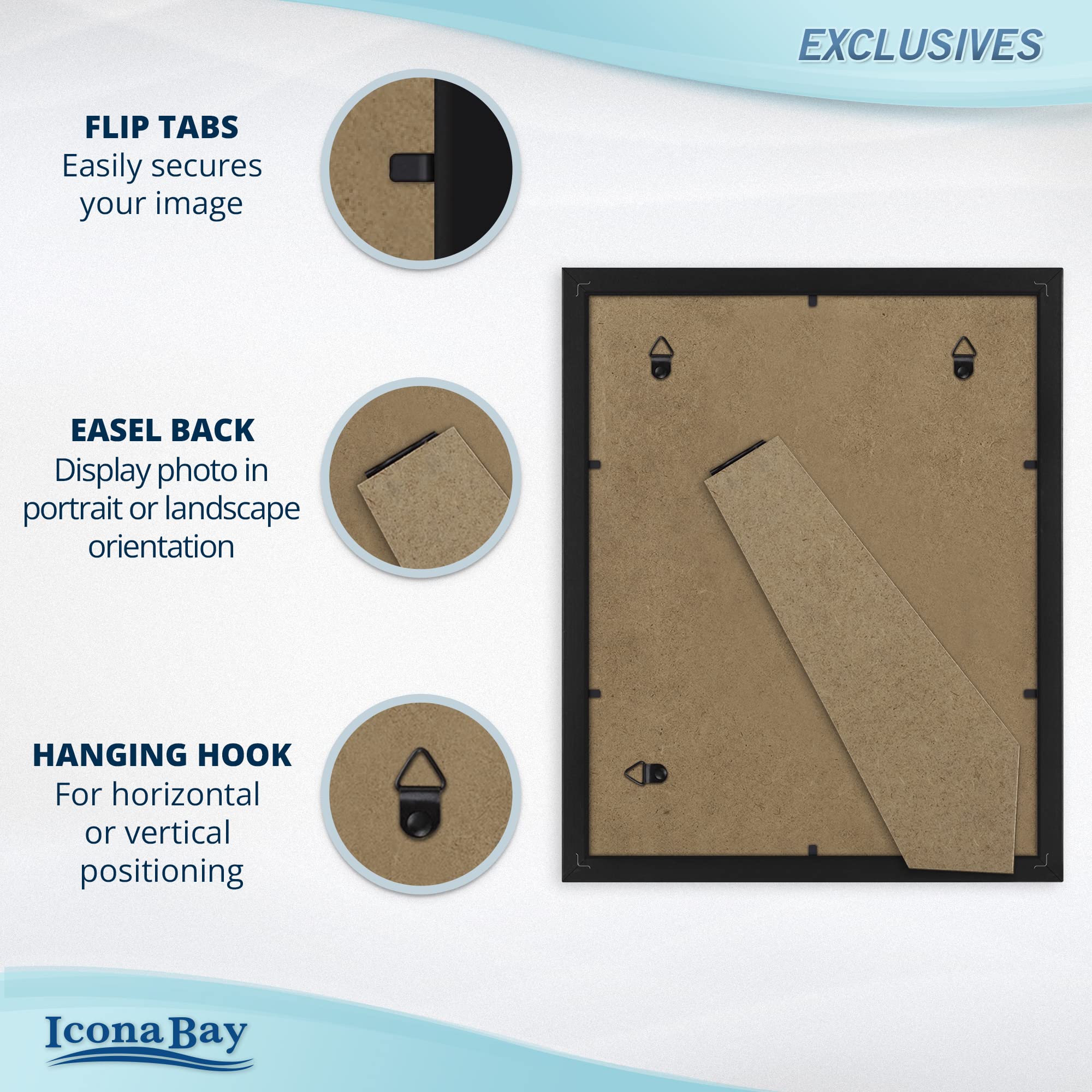 Premium 8x10 Picture Frames (6 Pack) - Black Wood Composite Photo Frames for Wall or Tabletop Display - Perfect for Home Decor, Office, Wedding Photos & Gift Giving - Icona Bay Exclusives Collection