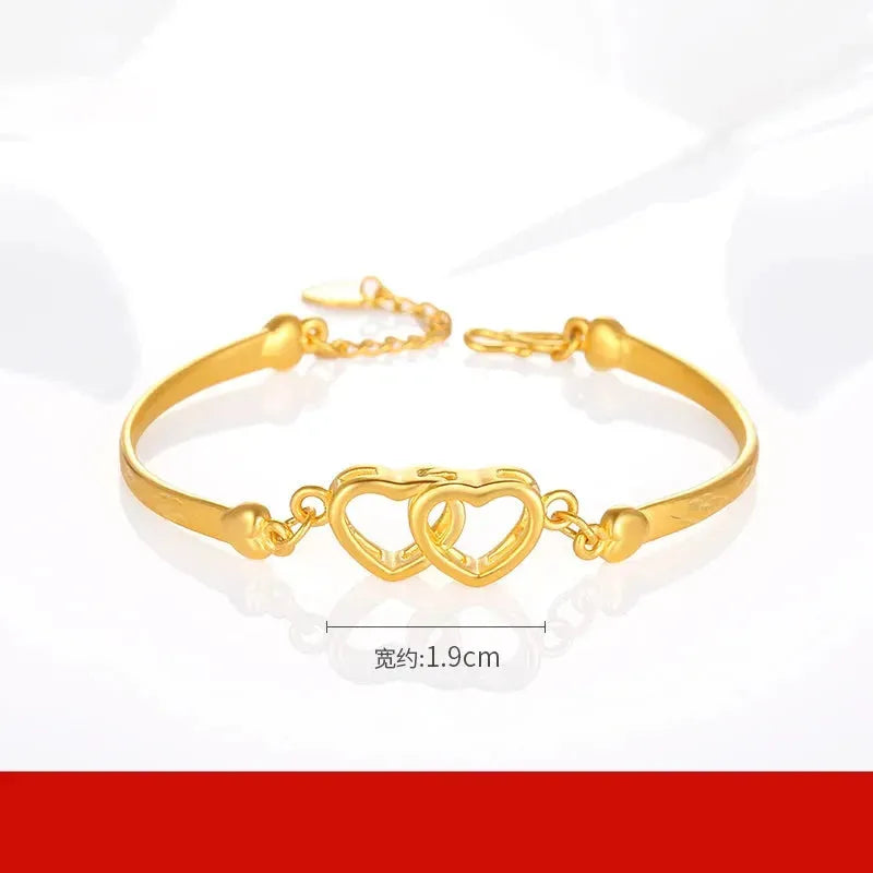 24K Pure Gold Bracelet 999 Solid Real Gold Bangle - Upscale Romantic Classic Jewelry for Women, Trendy Gift for Anniversary, Birthday & Special Occasions