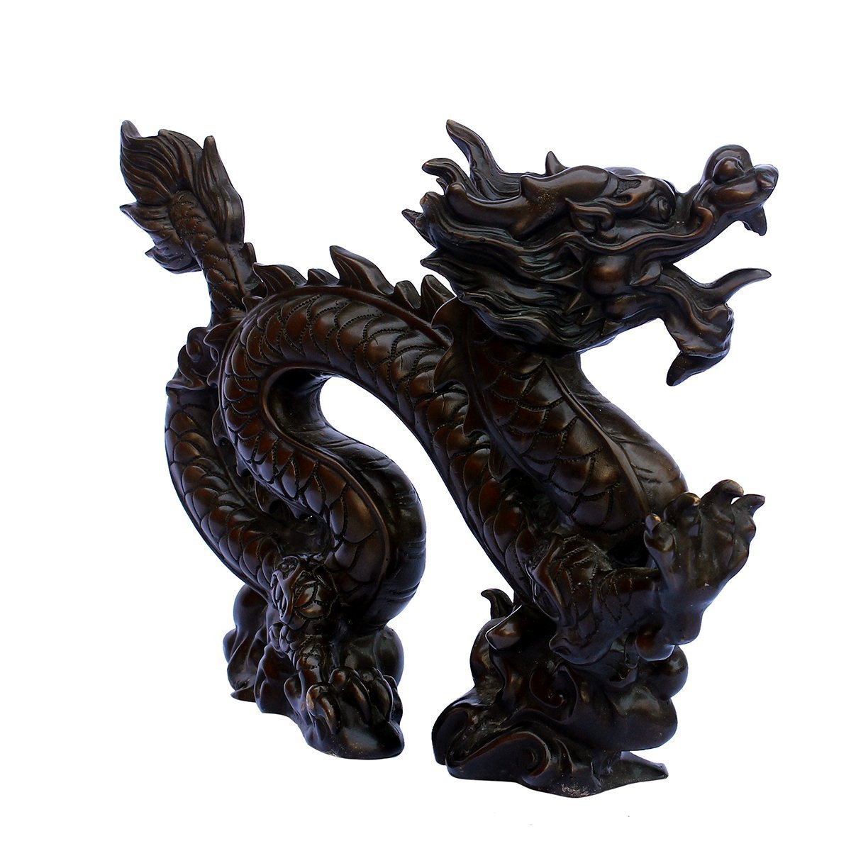 Feng Shui Brass Brown Dragon Riding Clouds Statue - Unique Home Decor, Office Ornament & Business Gift for Good Luck & Prosperity | Perfect for Living Room, Desk Display & Corporate Gifting