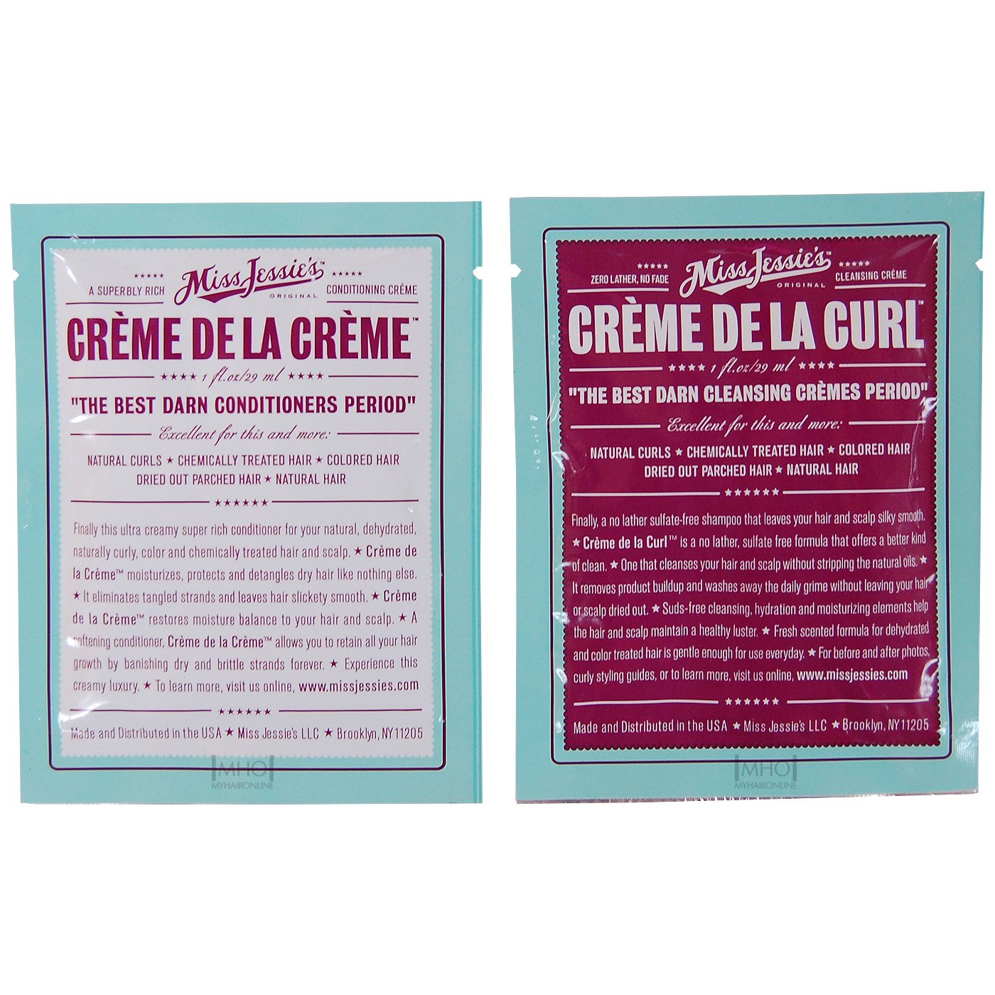 Miss Jessie's Creme De La Curl Travel Set 1 oz - Cleansing Cream & Conditioning Cream for Curly Hair | Travel-Size Hair Care Kit | Perfect for Vacation, Gym & On-The-Go Styling