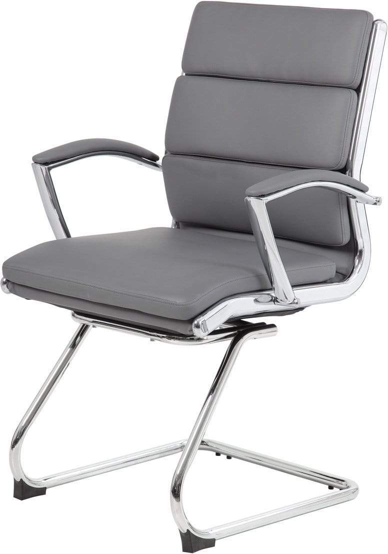 Premium Executive Guest Chair - CaressoftPlus Ergonomic Office Chair with Metal Chrome Finish [B9479 BK] for Home Office, Conference Room & Reception Area