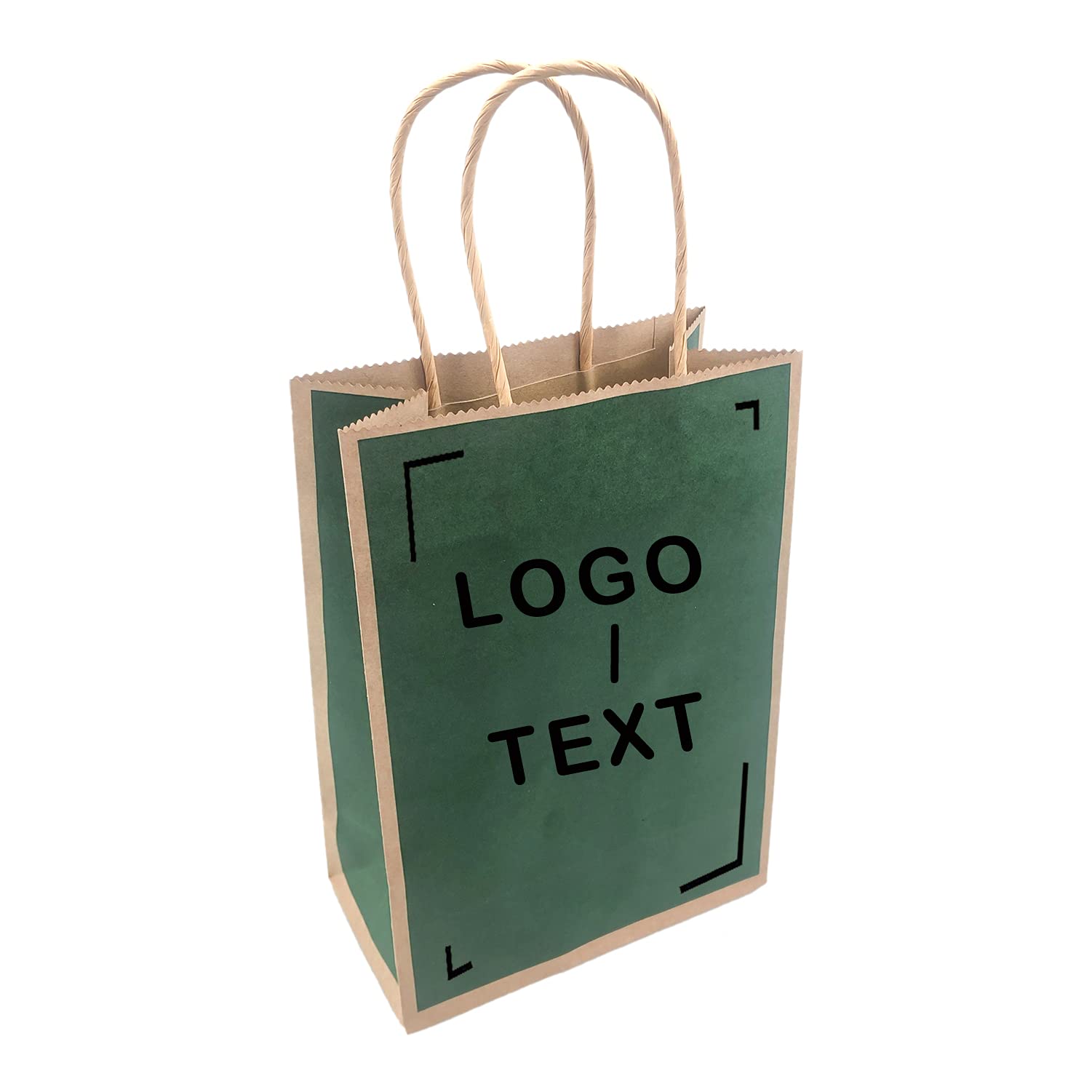 Eco-Friendly Custom Printed Kraft Paper Bags - 5.91x3.15x8.27 Inch (100 Pcs) - Reusable Shopping Bags, Merchandise Bags, Party Favors & Gift Bags for Retail Stores, Weddings, Supermarkets & Eco-Conscious Packaging