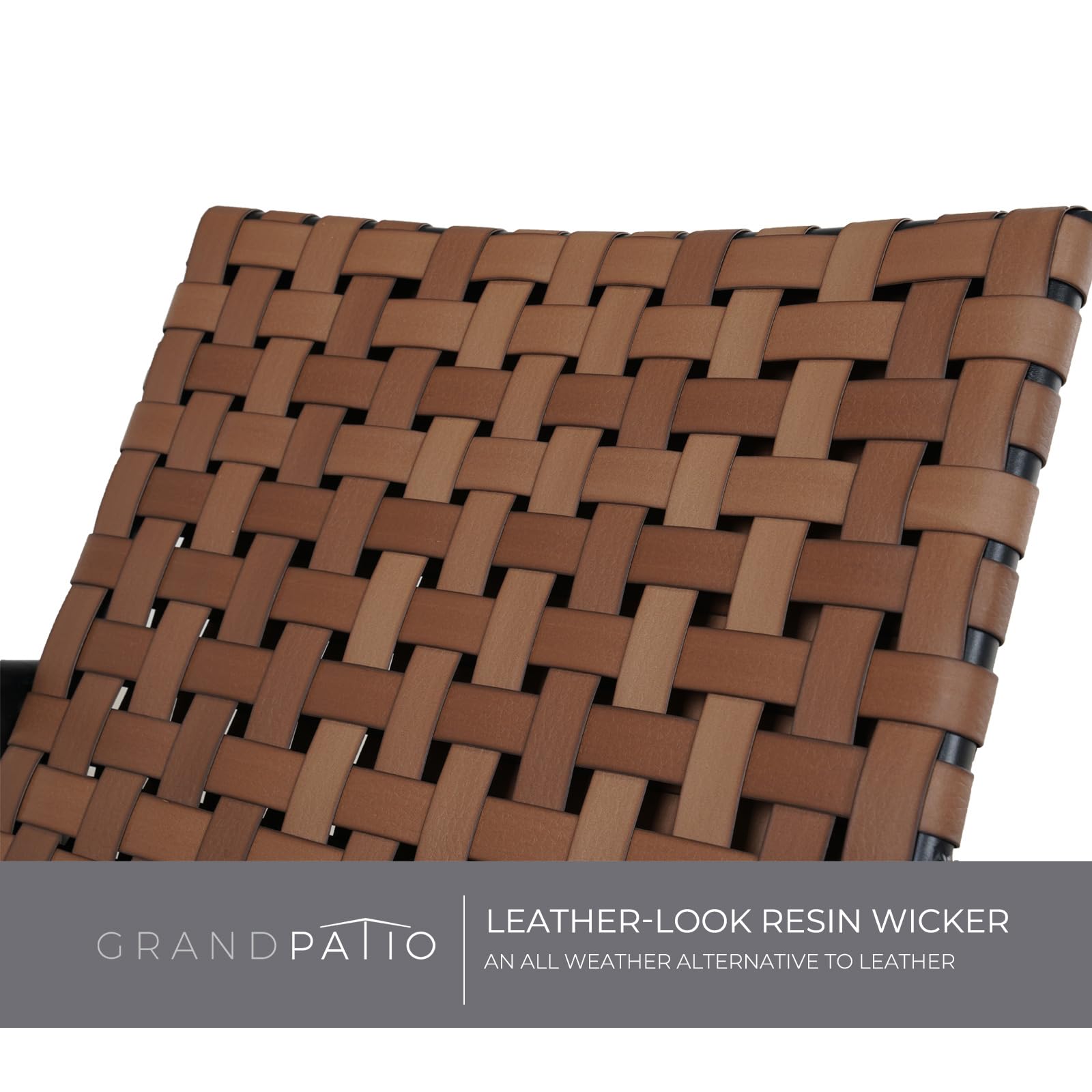 3-Piece Outdoor Bistro Set - Brown Leather-Look Wicker Chairs with Powder-Coated Aluminum Frame & Side Table - Patio, Garden, Backyard, Balcony Furniture for Relaxing & Entertaining