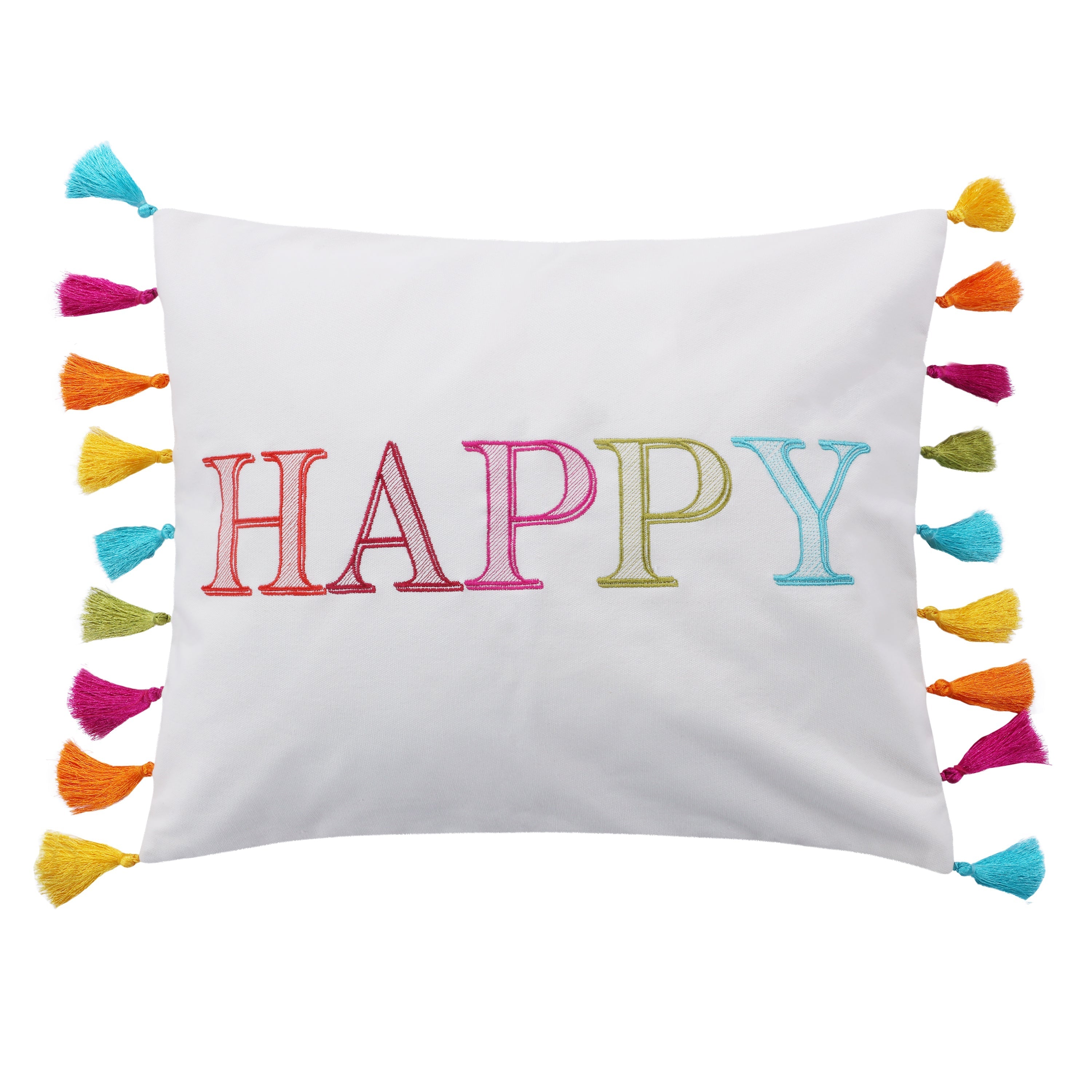 Karola Happy Pillow with Tassels - Soft Decorative Throw Pillow for Sofa, Bed, Couch - Perfect for Home Decor, Living Room, Bedroom & Nursery