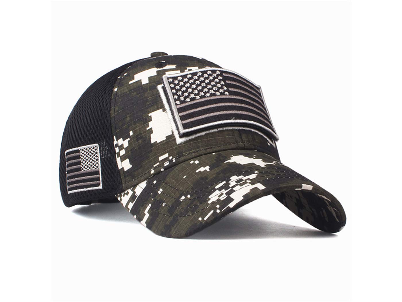 Anna-Kaci Camouflage Tactical Baseball Cap with USA Flag Patch - Military Style Trucker Hat for Outdoor, Hunting & Special Forces Enthusiasts