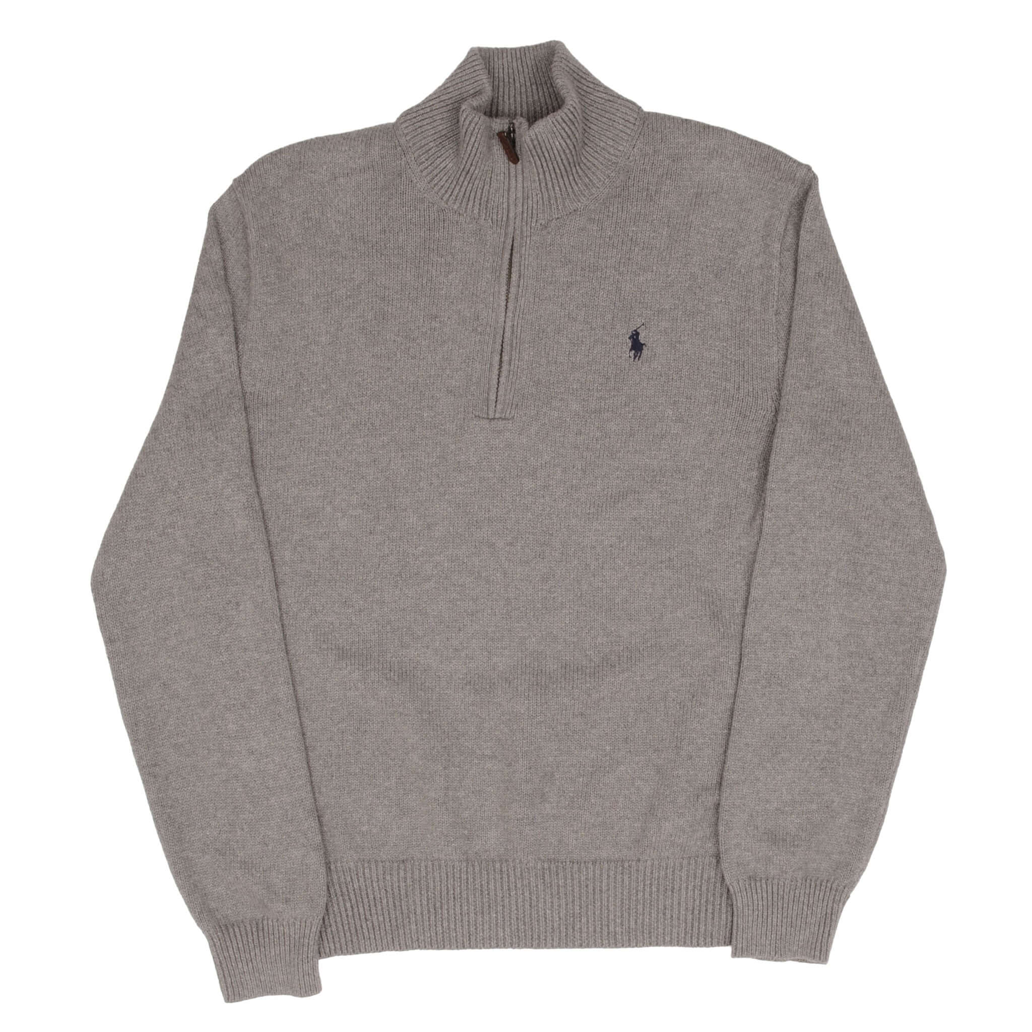 Ralph Lauren Men's Grey Knit Quarter Zip Sweater - Small Size | Casual Pullover for Work, Travel & Outdoor Activities