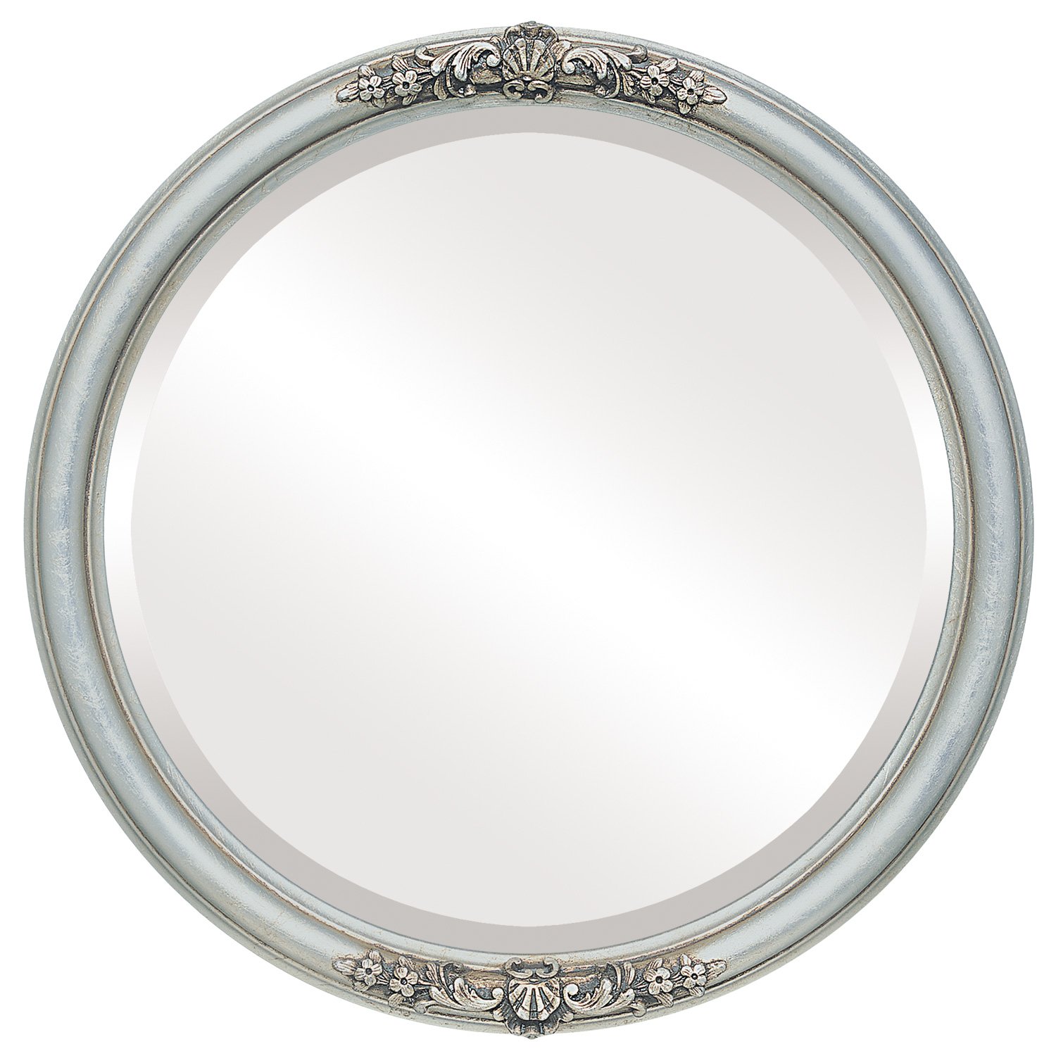 OVALCREST 20x20 Inch Round Beveled Wall Mirror - Silver Leaf with Brown Antique Finish - Elegant Contessa Style Home Decor Mirror for Living Room, Bedroom & Entryway