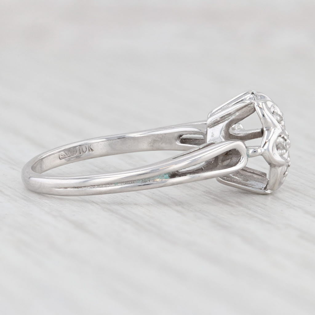 0.20ctw Diamond Flower Ring in 10k White Gold - Size 7 Floral Engagement Ring for Women - Perfect for Proposals, Anniversaries & Romantic Gifts