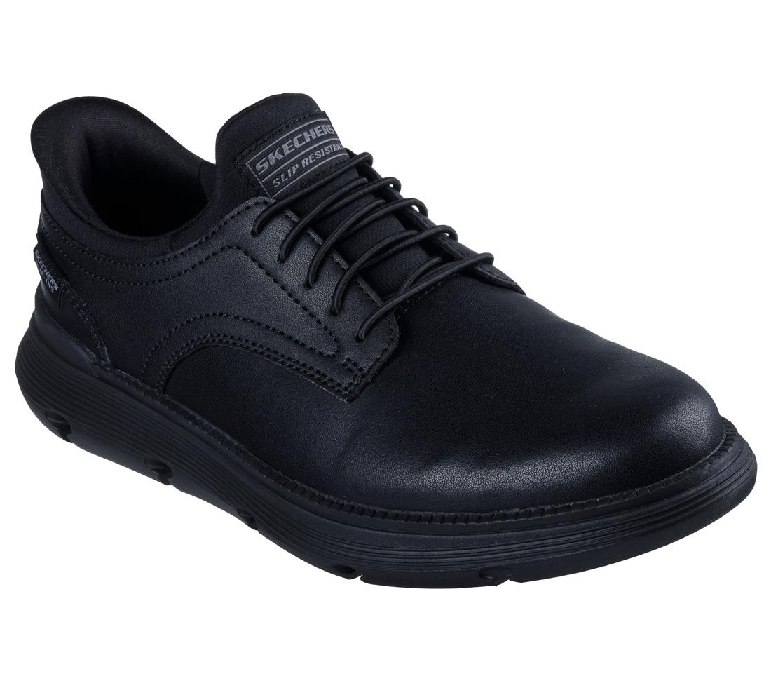 Slip Resistant Work Shoes for Men - Garza Sr Non-Slip Black Safety Shoes for Restaurant, Kitchen & Hospital Workers