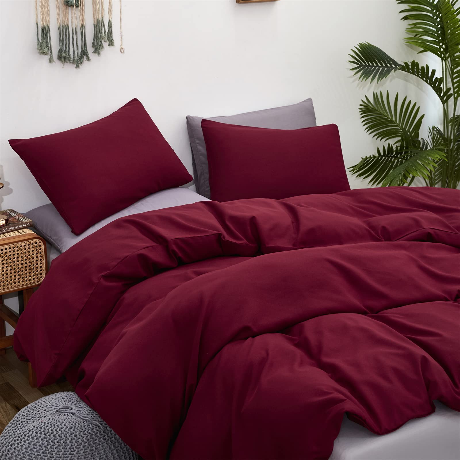 Premium Cottonight Burgundy Comforter Set - Wine Red & Claret Red Bedding - Breathable Full Size Quilt & Blanket for Men & Women - Perfect for Master Bedrooms, Guest Rooms & Cozy Winter Nights