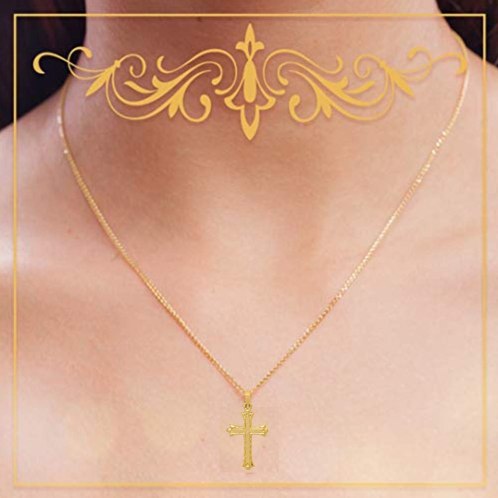 14K Yellow Gold, White Gold & Rose Gold Florentine Cross Pendant Necklace - Religious Jewelry Gift for Women & Men - Perfect for Baptism, Confirmation & Daily Wear