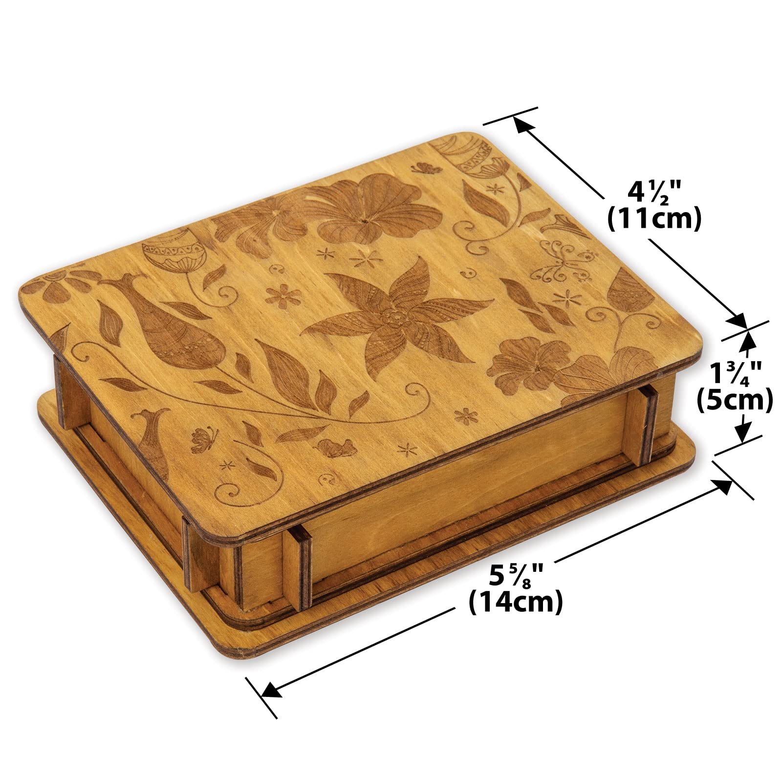 Bits and Pieces Botanical Box Wooden Puzzle - Brain Teaser Gift with Secret Compartment - Perfect for Adults, Puzzle Lovers & Unique Gift Ideas