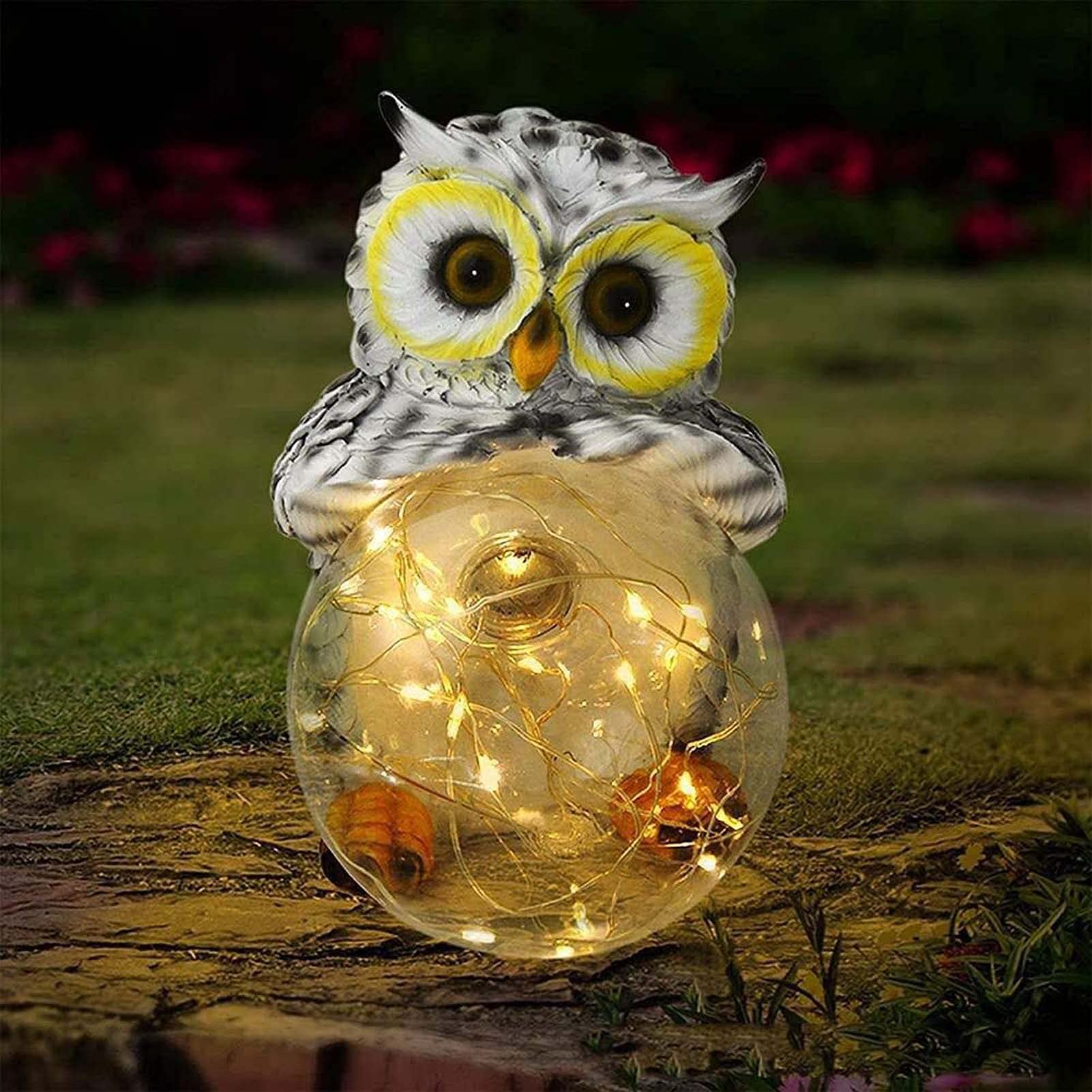 Solar Owl Garden Lights - Waterproof Resin LED Outdoor Decor for Patio, Yard, Pathway | Cute Animal-Shaped Night Lights for Home, Garden, Lawn Decoration | Perfect for Halloween, Christmas & Outdoor Parties