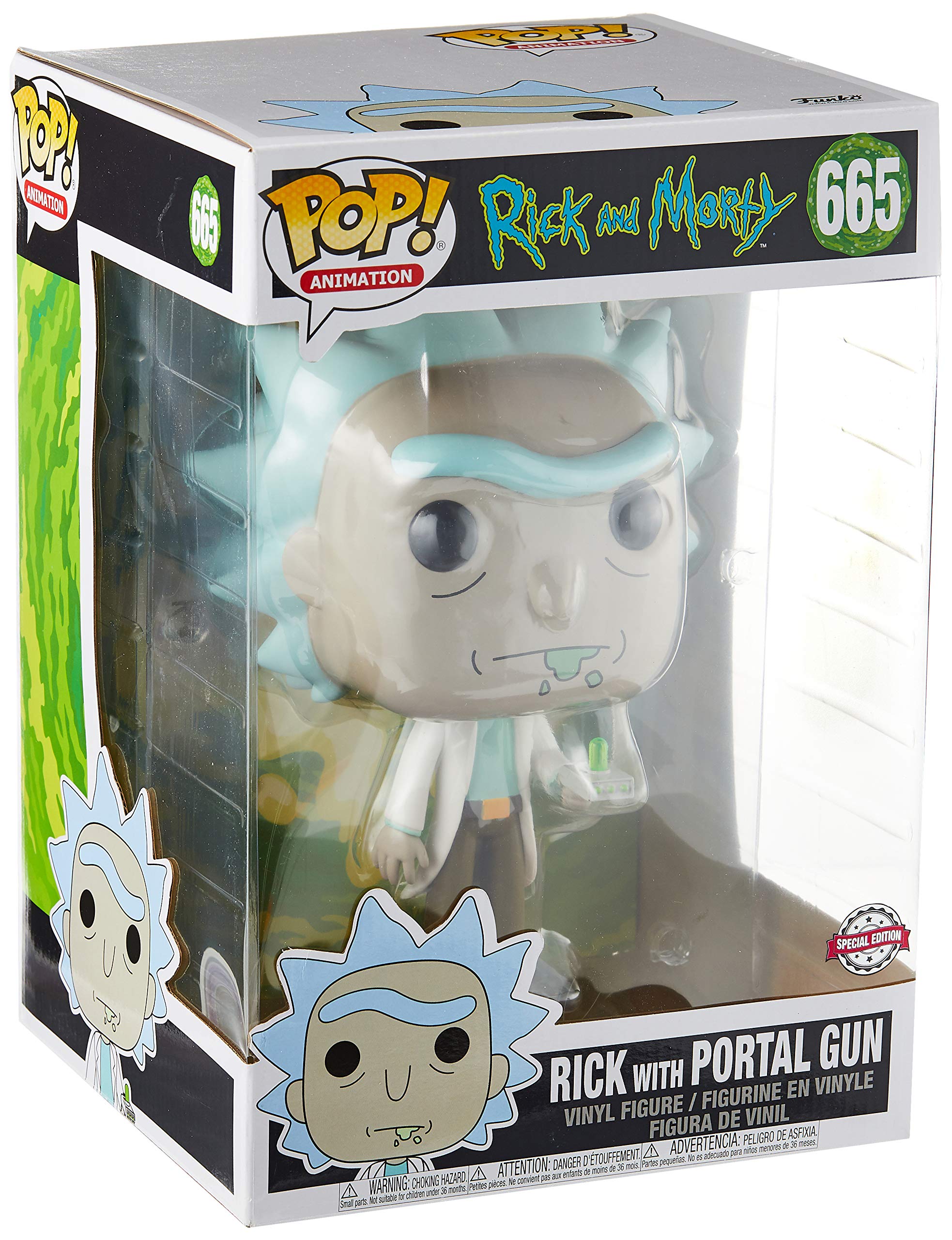 Exclusive Funko Pop! Animation: Rick and Morty - 10-Inch Rick with Portal Gun Vinyl Figure | Collectible Toy for Fans, Gift for TV Show Lovers | Perfect for Display, Home Decor, and Pop Culture Collections