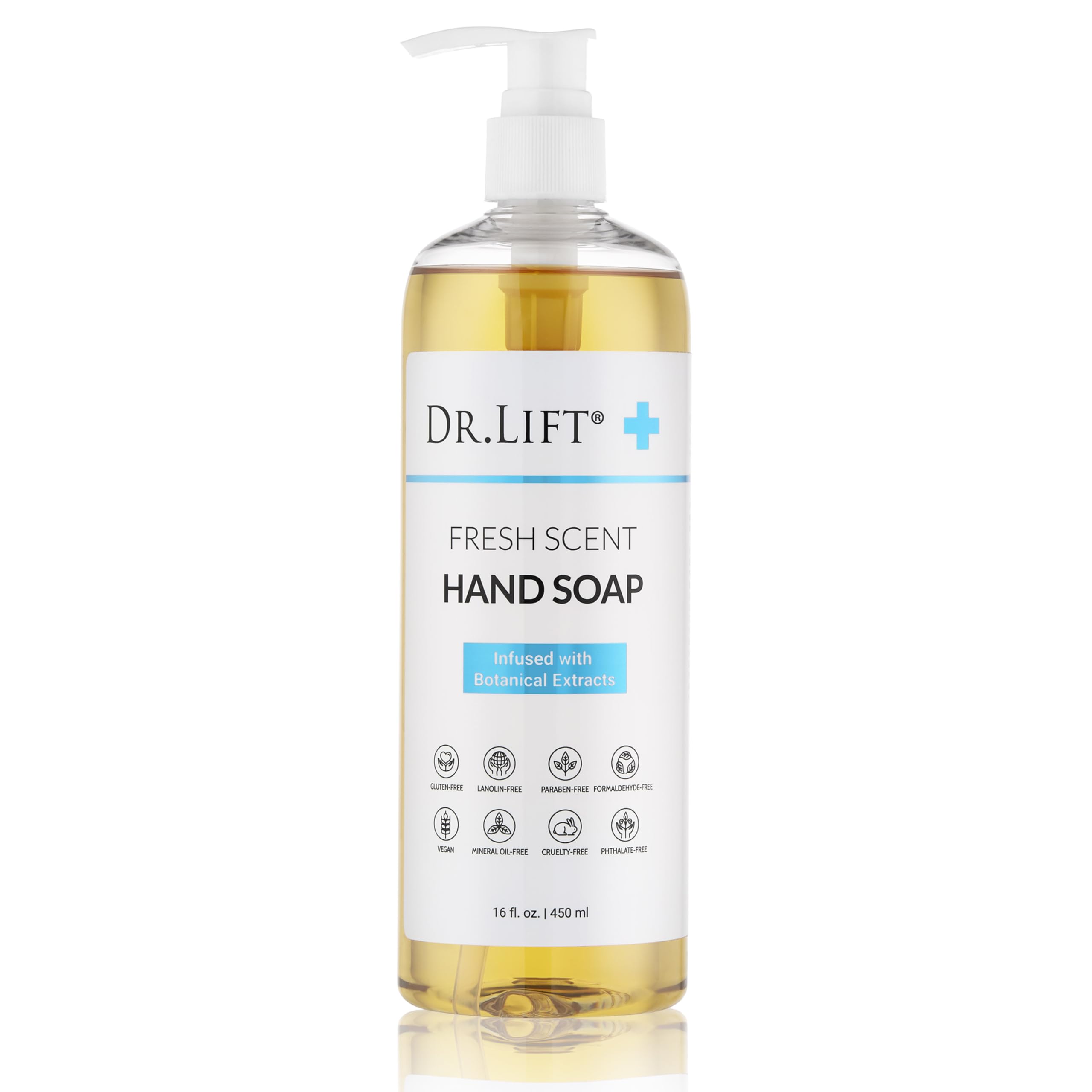 Refreshing Fresh Scent Hand Soap - 16 oz Bottle for Kitchen, Bathroom & Office | Moisturizing & Antibacterial