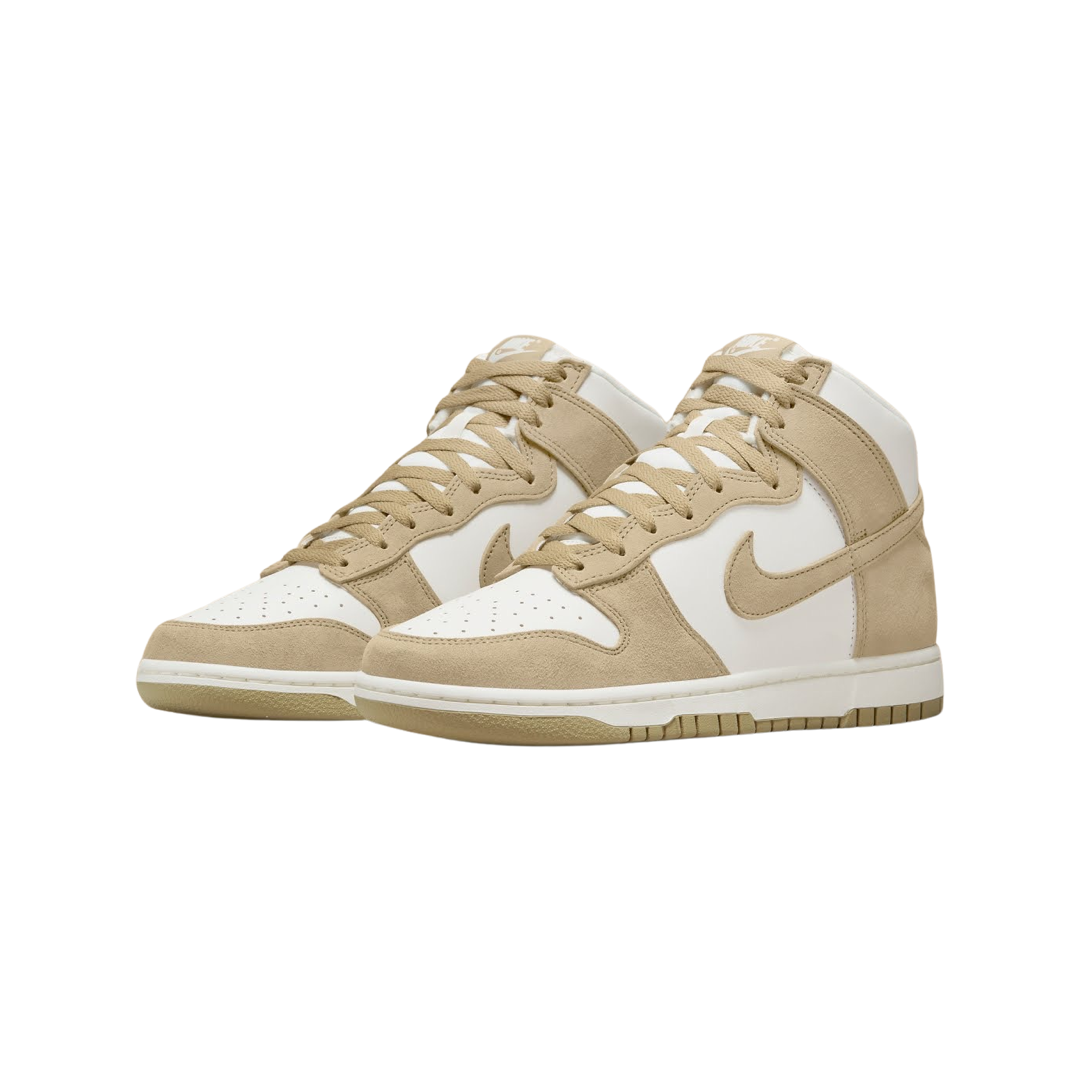 Nike Dunk High Sneakers - Tan Suede & White Leather Men's Basketball Shoes for Streetwear & Casual Wear | Perfect for Urban Fashion & Everyday Comfort