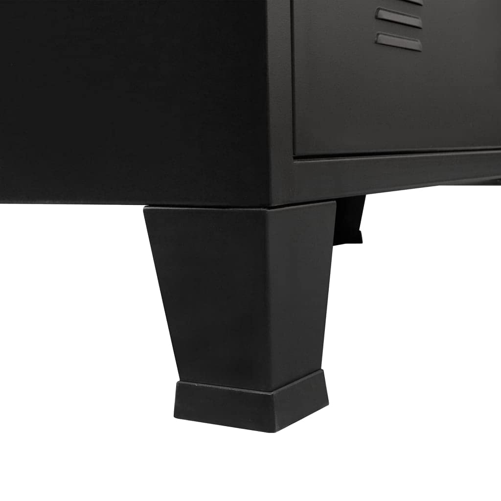 vidaXL 4-Drawer Metal Storage Cabinet - Industrial Style Sideboard with Air Vents & Metal Handles - 30.7