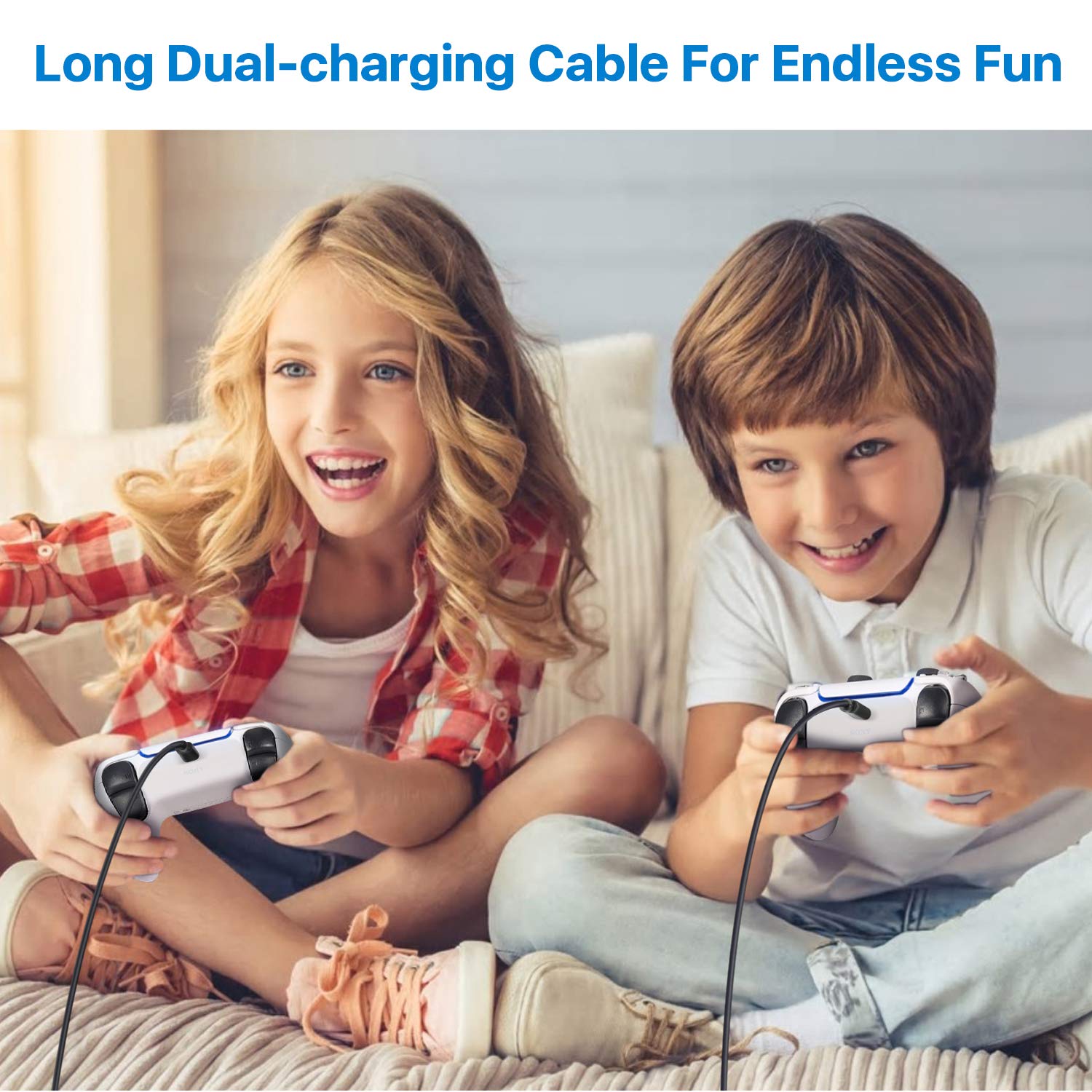 Dual USB-A to USB-C Charging Cable for PS5 DualSense, Xbox Series X/S, Xbox One & Nintendo Switch Pro Controllers - 10FT Long Charge & Play Cord - Perfect for Gaming Sessions & Multi-Device Charging