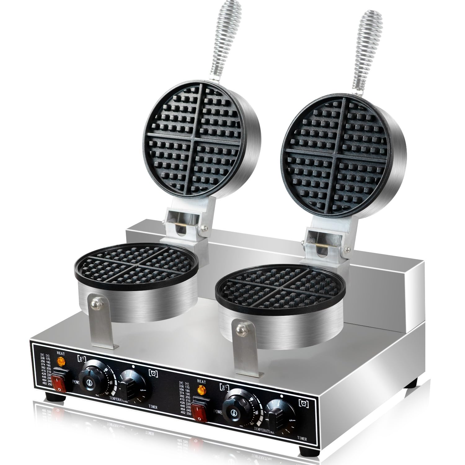 Commercial Waffle Maker 2600W - Double Non-Stick Belgian Waffle Iron, Stainless Steel Professional Waffle Machine for Restaurants, Bakeries, Food Stalls, Parties & Home Use - Perfect for Breakfast, Brunch, Desserts & Snack Bars